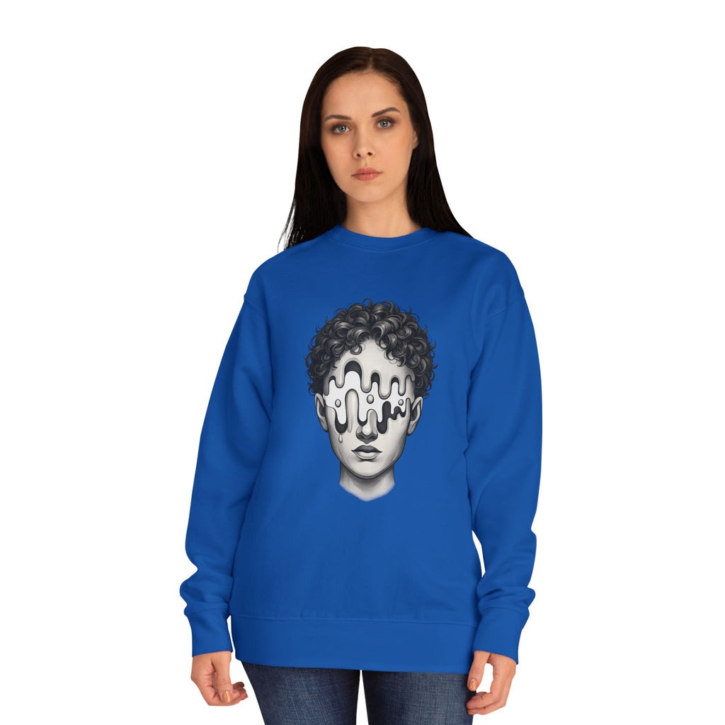 Strategist Crewneck Sweatshirt — Retro Classical Bust Graphic with 'The Strategist' Text