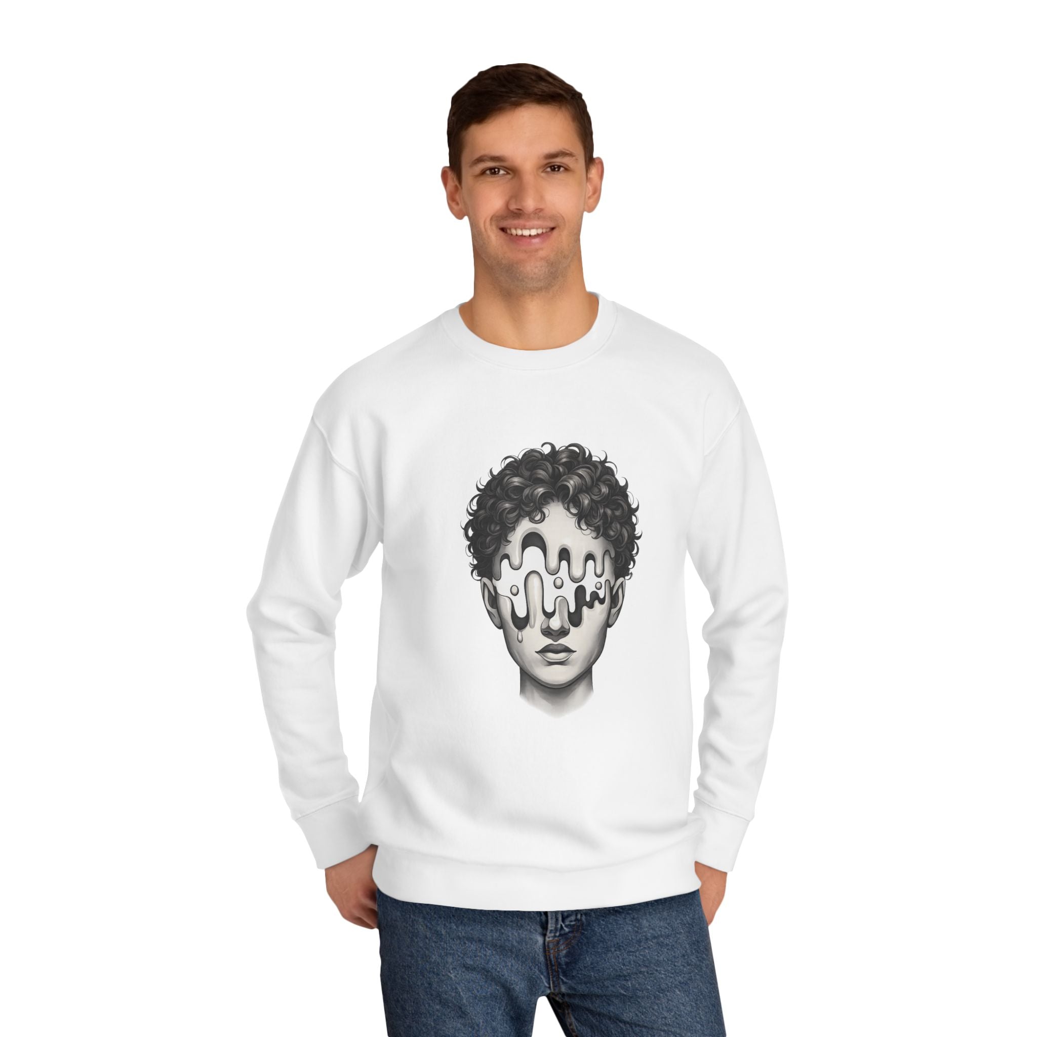 Strategist Crewneck Sweatshirt — Retro Classical Bust Graphic with 'The Strategist' Text