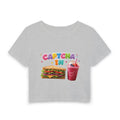 Women's Baby Tee — Cute Sandwich & Smoothie 'CAPTCHA IN' Graphic Crop Top
