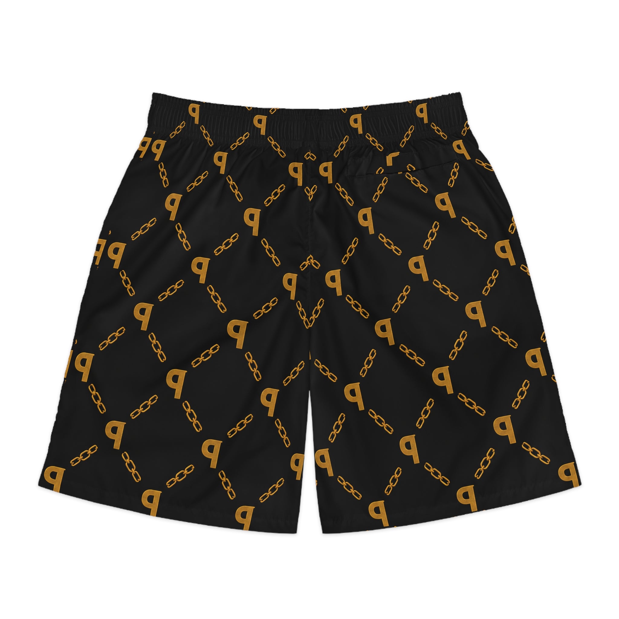 Men's Jogger Shorts — Luxe Streetwear 'Prime' Gold Chain Pattern & Smoking Portrait