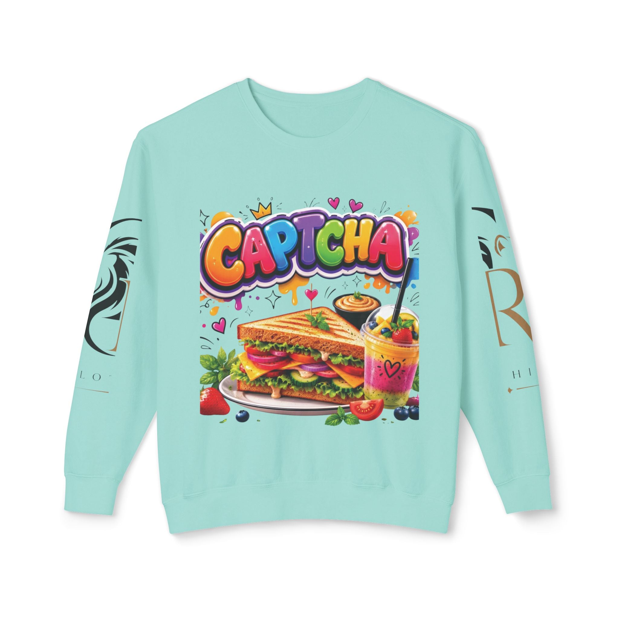 CapTCHA Sandwich Crewneck Sweatshirt — Colorful Food Graphic Pullover