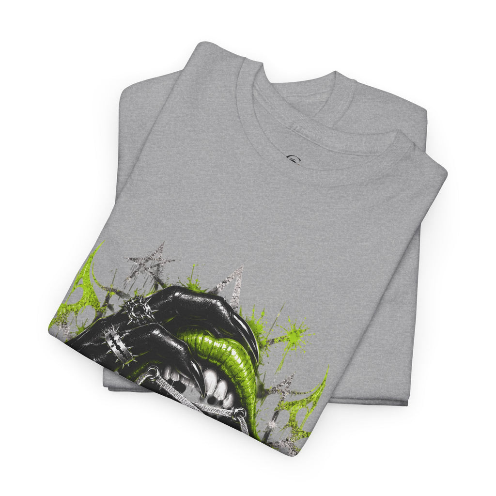 Juicy Graffiti Tee — Neon Green Street Art Graphic T-Shirt