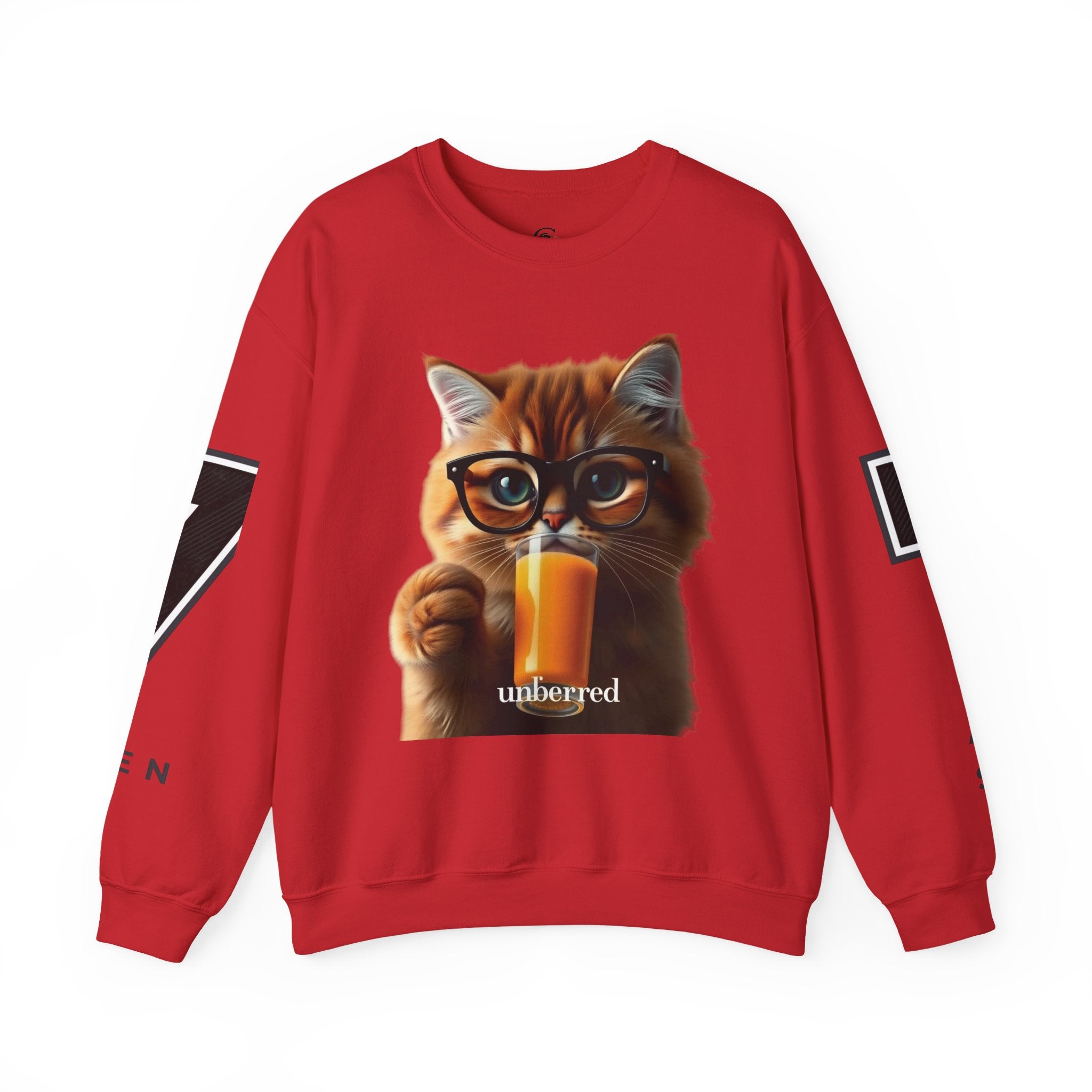 Cat With Juice Graphic Sweatshirt — 'Unbothered' Cozy Crewneck