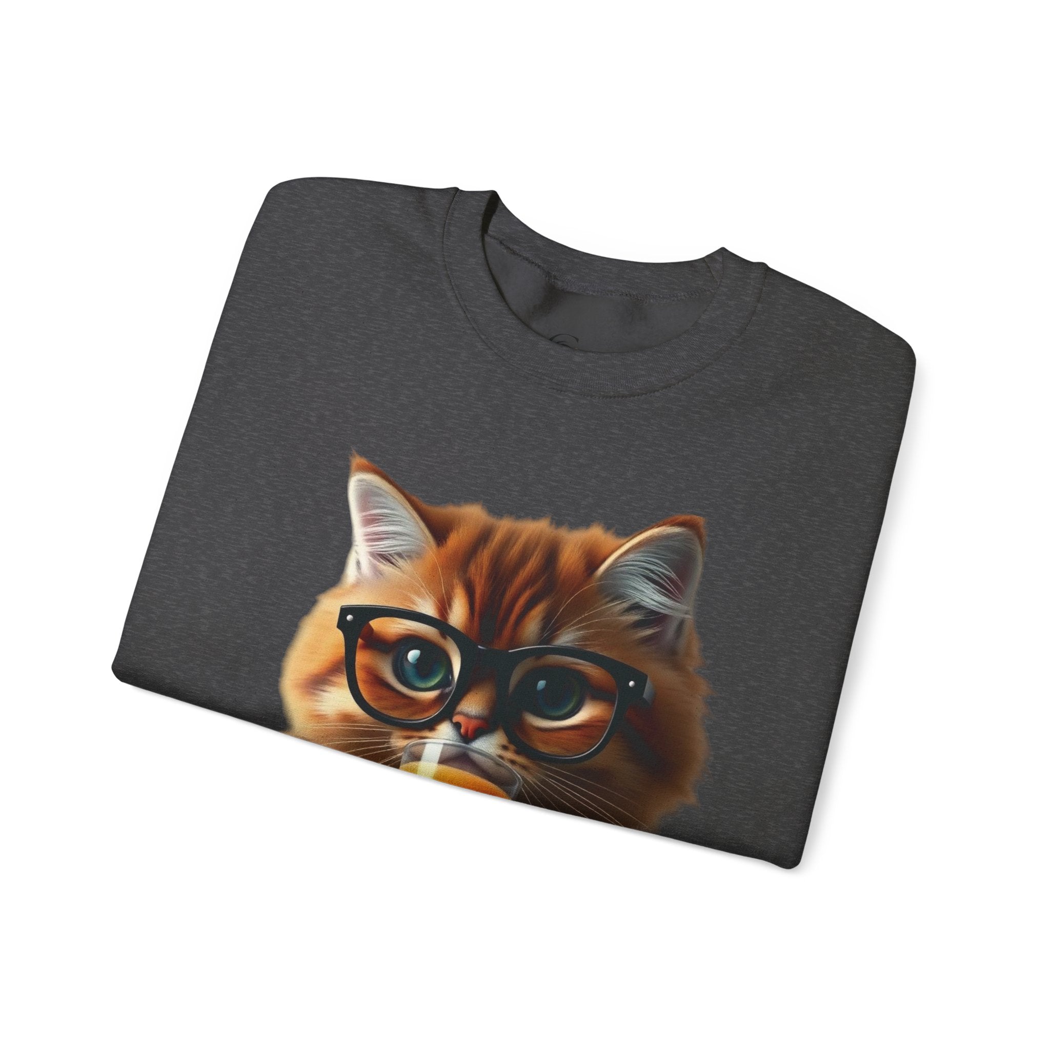 Cat With Juice Graphic Sweatshirt — 'Unbothered' Cozy Crewneck