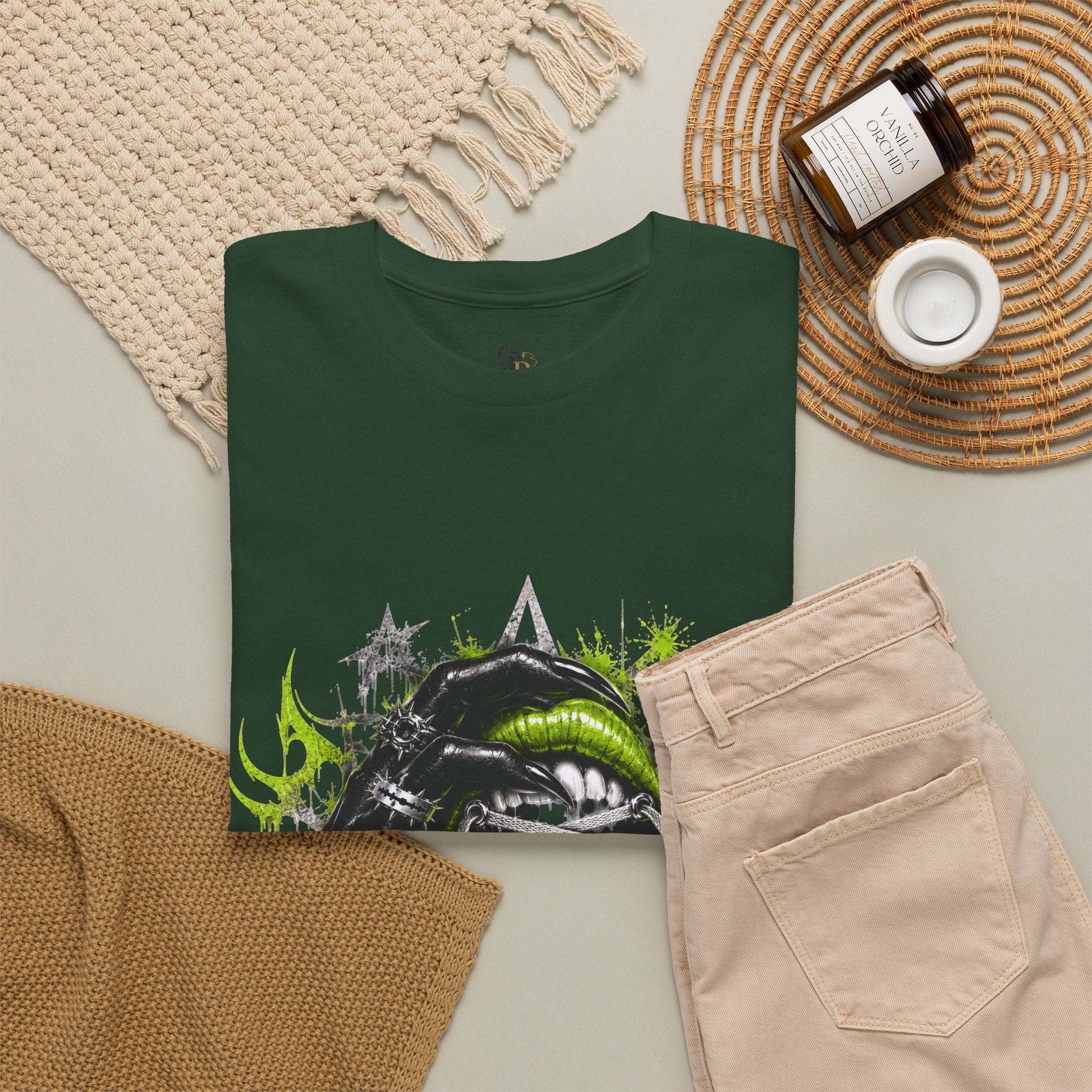 Juicy Graffiti Tee — Neon Green Street Art Graphic T-Shirt