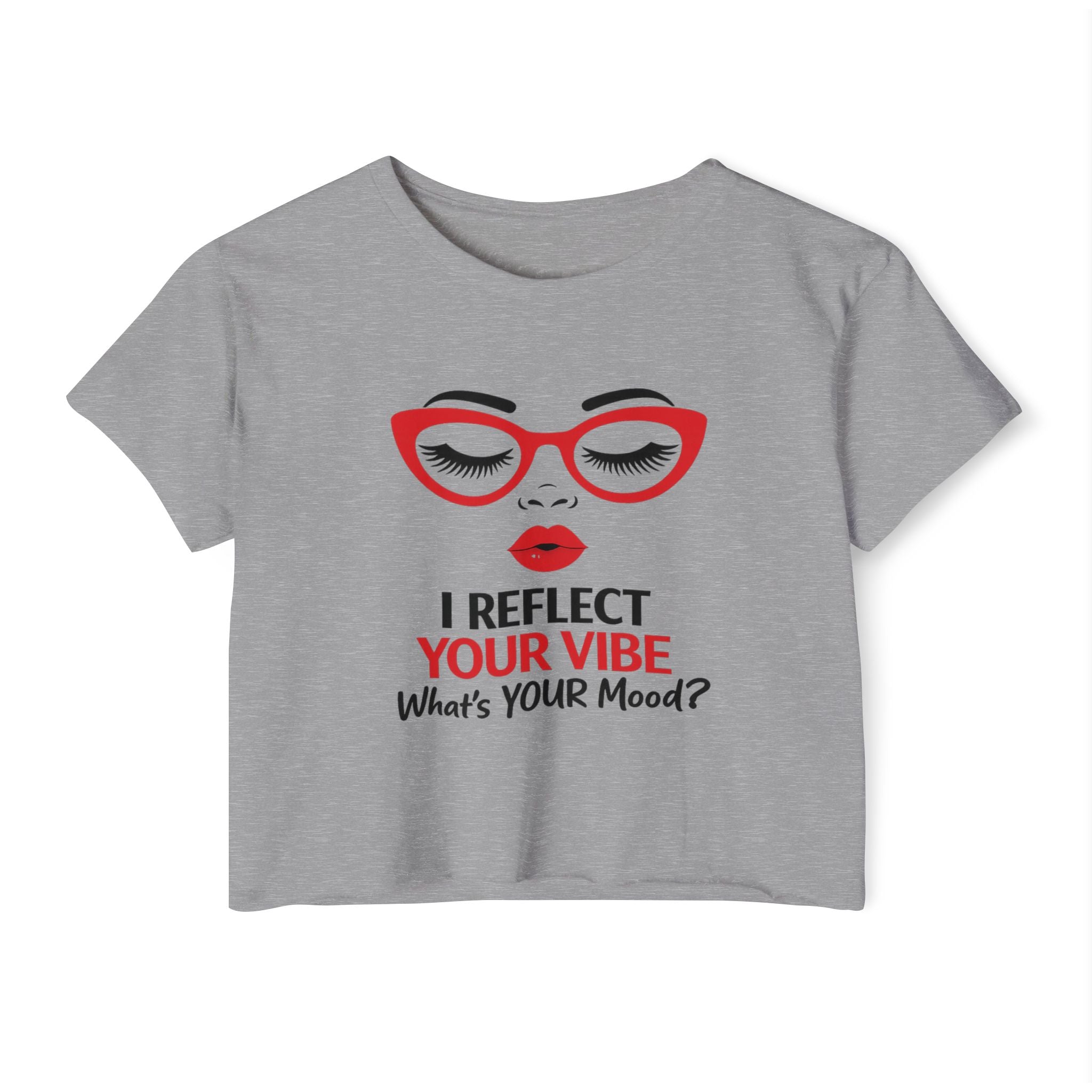 Crop Top — "I Reflect Your Vibe" Feminine Festival Graphic Tee