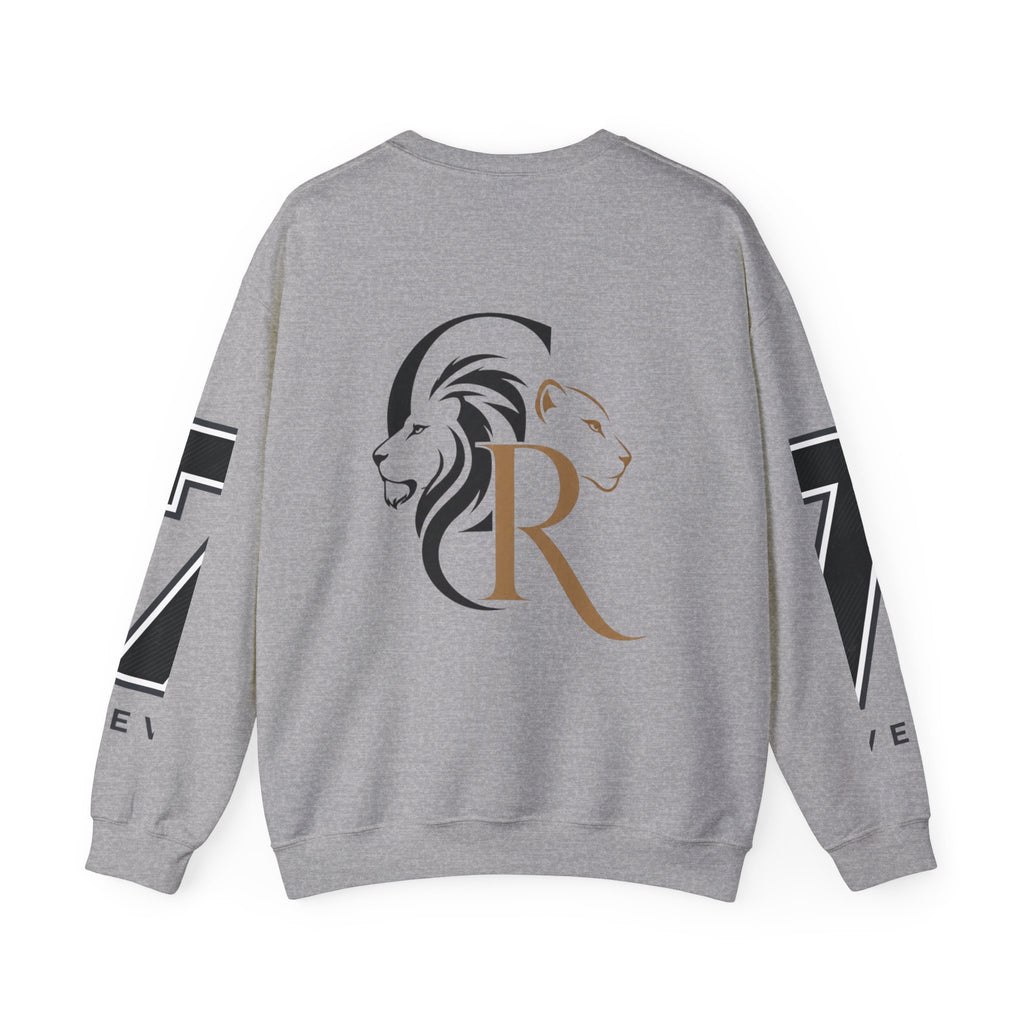 Cat Graphic Sweatshirt — Cute Orange Kitty with 'LA! LA!' Speech Bubble & Lion Crest Back