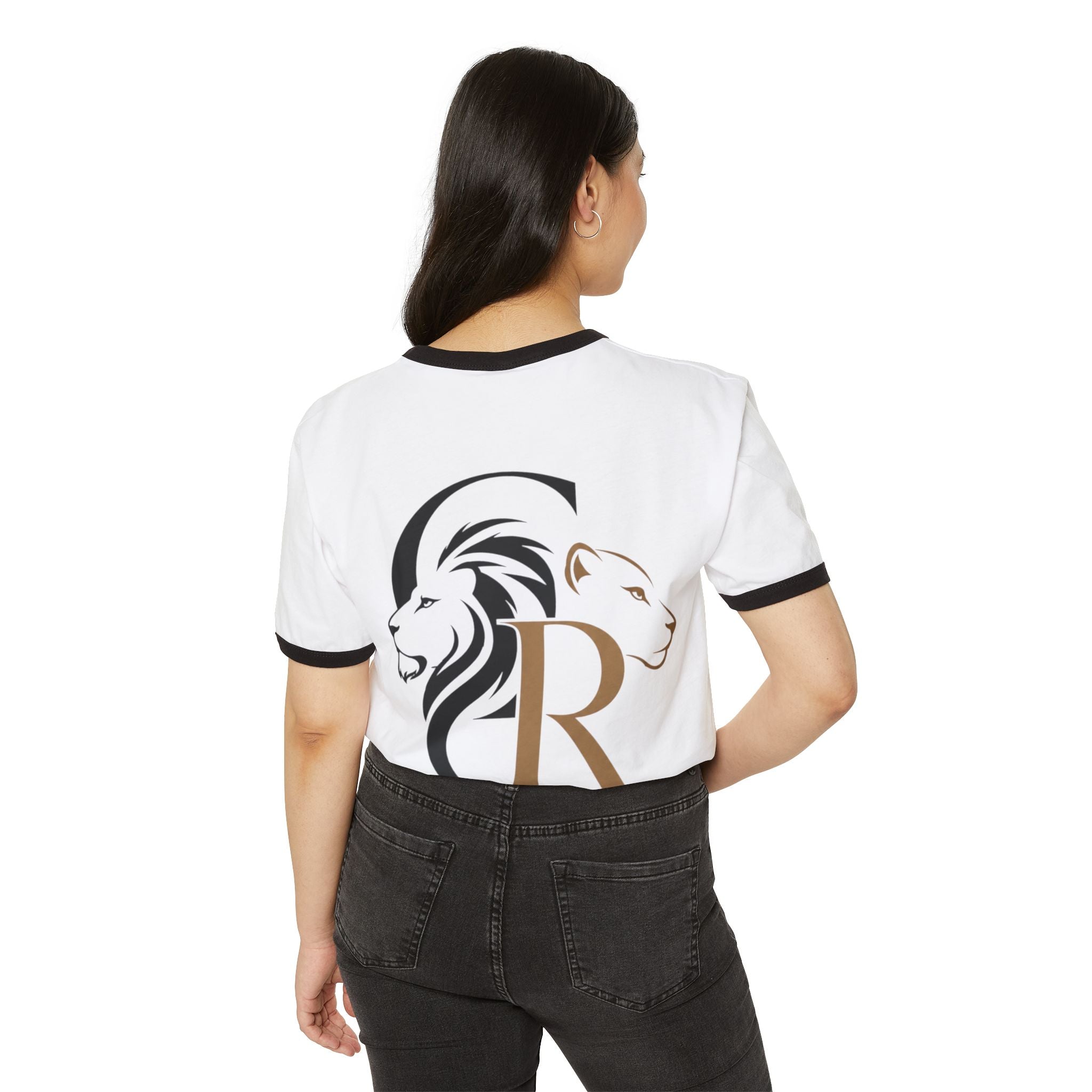 Ringer T-Shirt — 'Decoolest 23' Breakdancer Graphic with Lion Crest Back
