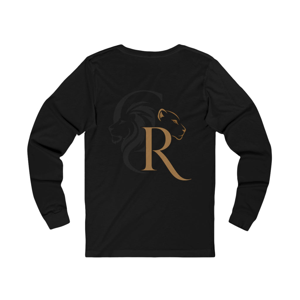 Long Sleeve Tee — Retro Cat with Glasses & Lion Crest Back