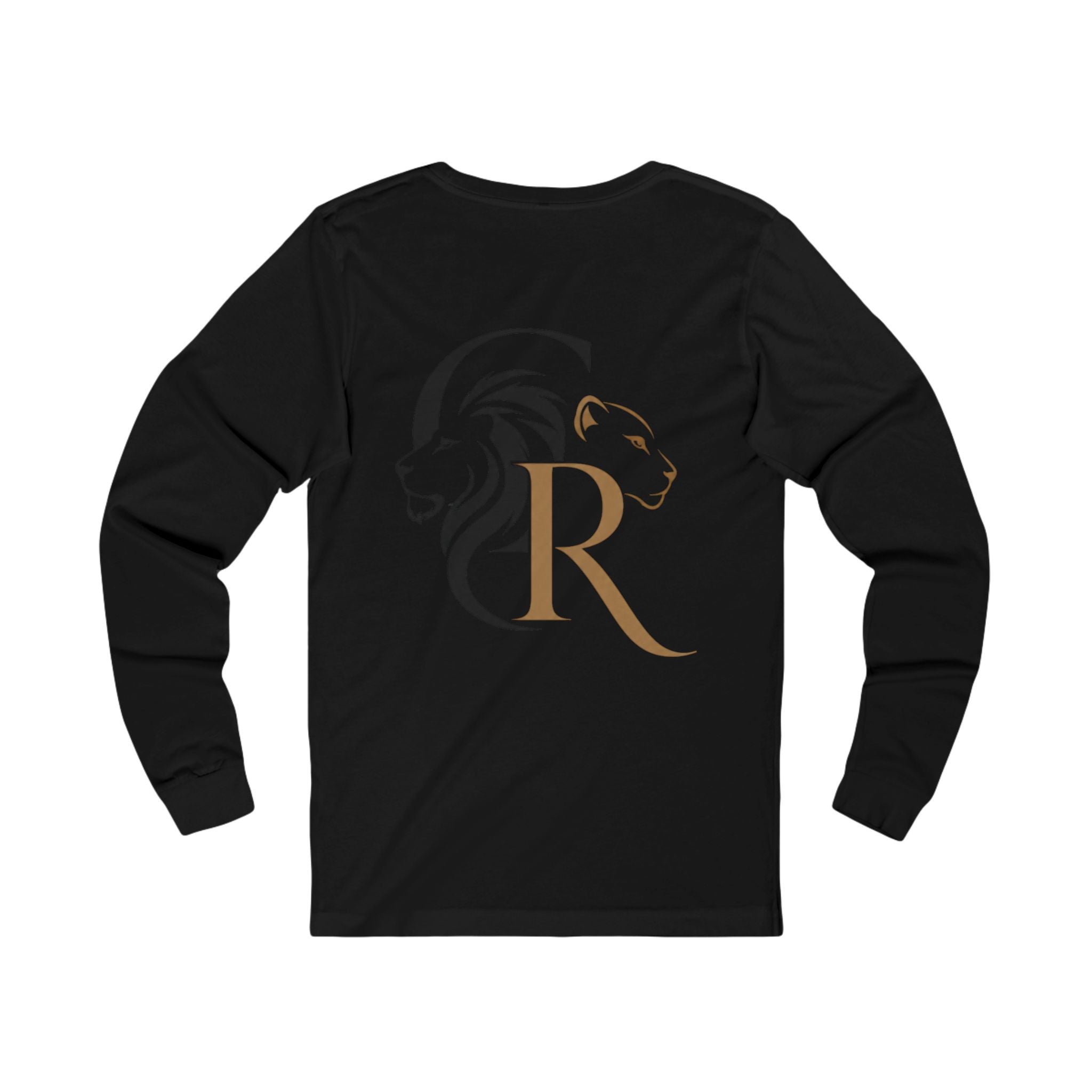 Long Sleeve Tee — Retro Cat with Glasses & Lion Crest Back