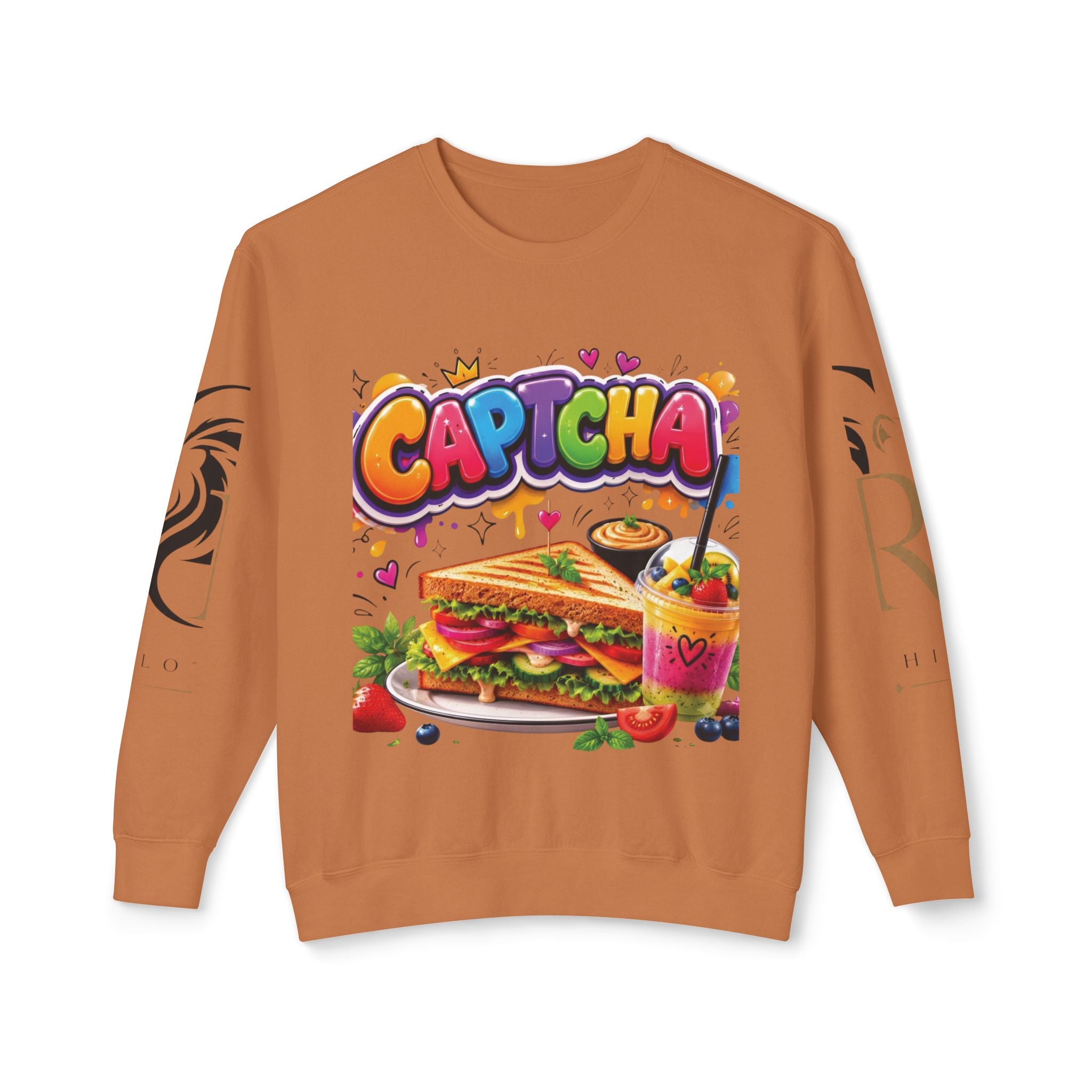 CapTCHA Sandwich Crewneck Sweatshirt — Colorful Food Graphic Pullover