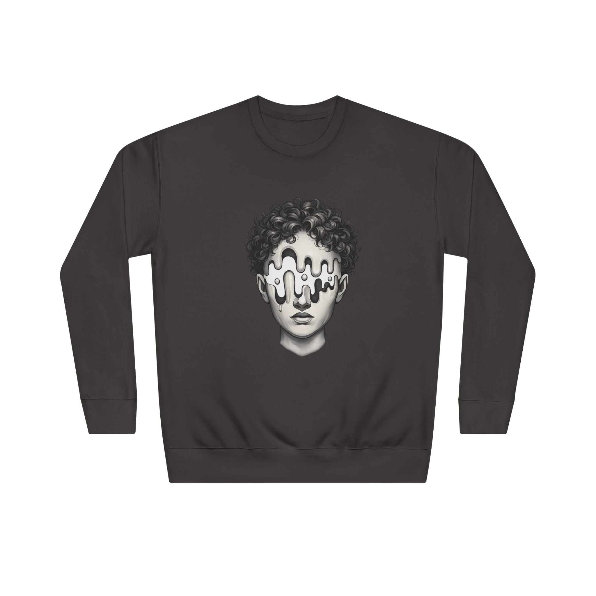 Strategist Crewneck Sweatshirt — Retro Classical Bust Graphic with 'The Strategist' Text
