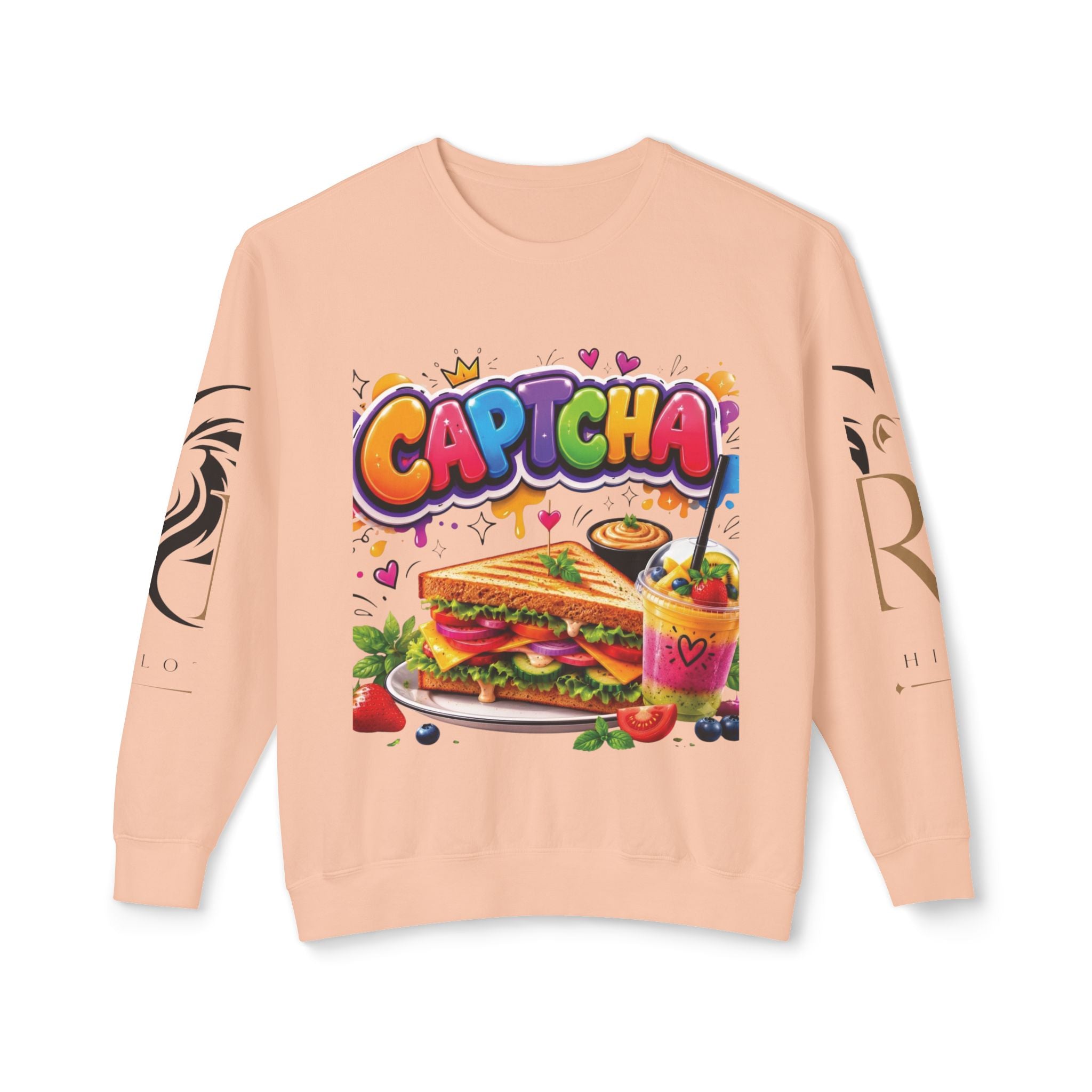 CapTCHA Sandwich Crewneck Sweatshirt — Colorful Food Graphic Pullover