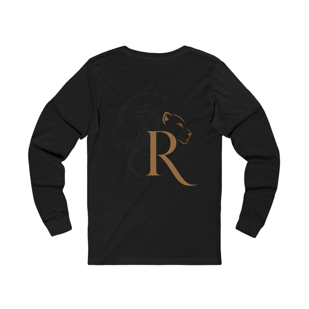 Long Sleeve Tee — Retro Cat with Glasses & Lion Crest Back