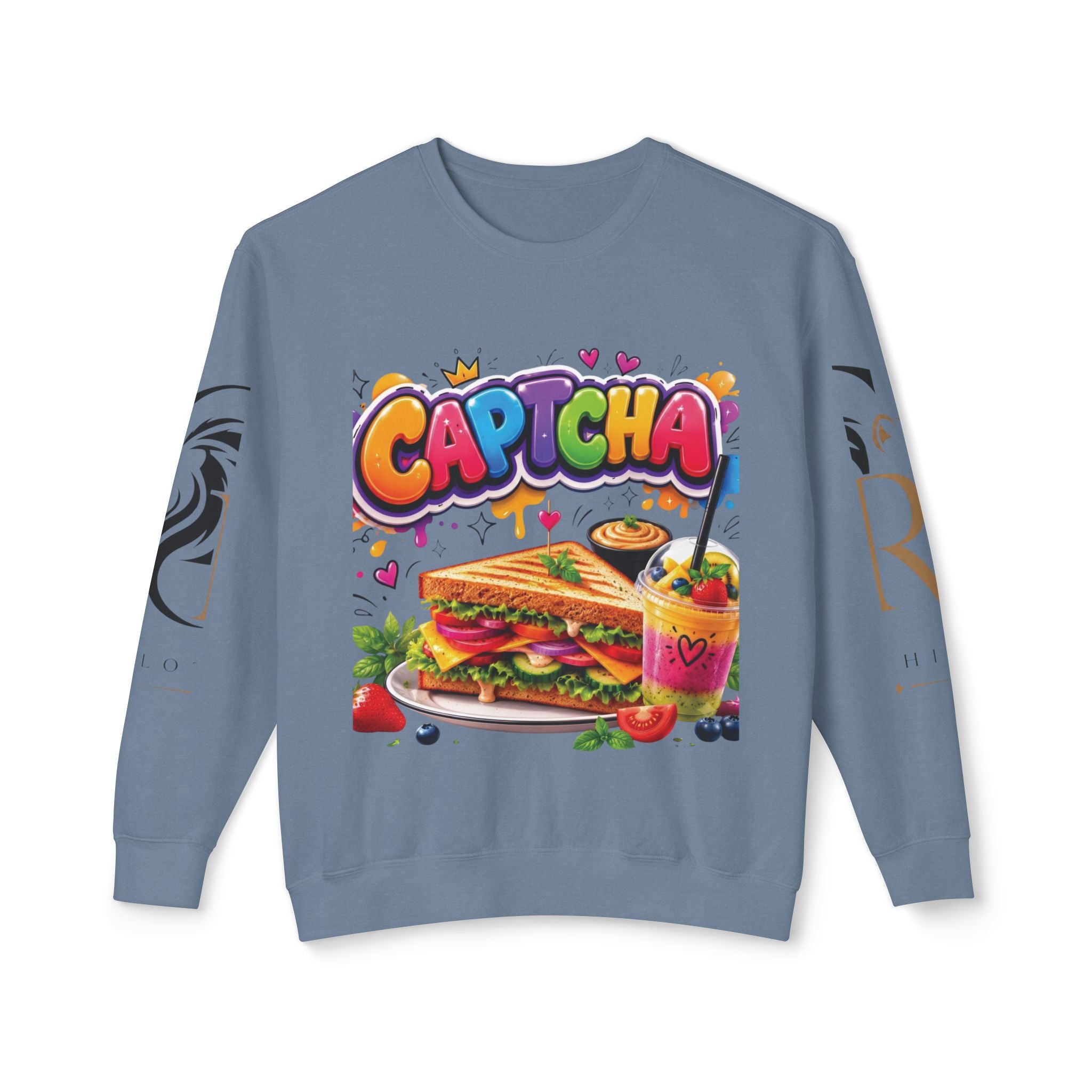 CapTCHA Sandwich Crewneck Sweatshirt — Colorful Food Graphic Pullover