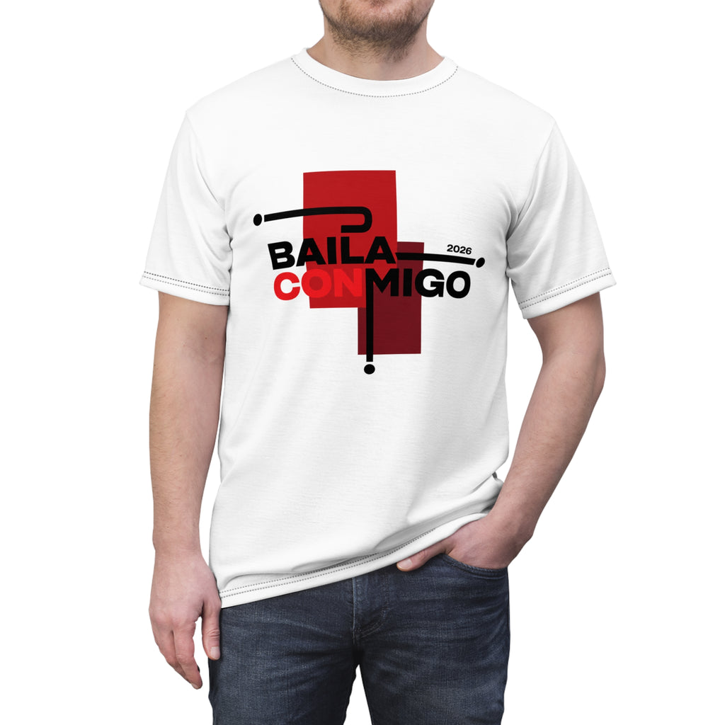 Baila Conmigo Graphic Tee — Bold Red Dance Logo T‑Shirt