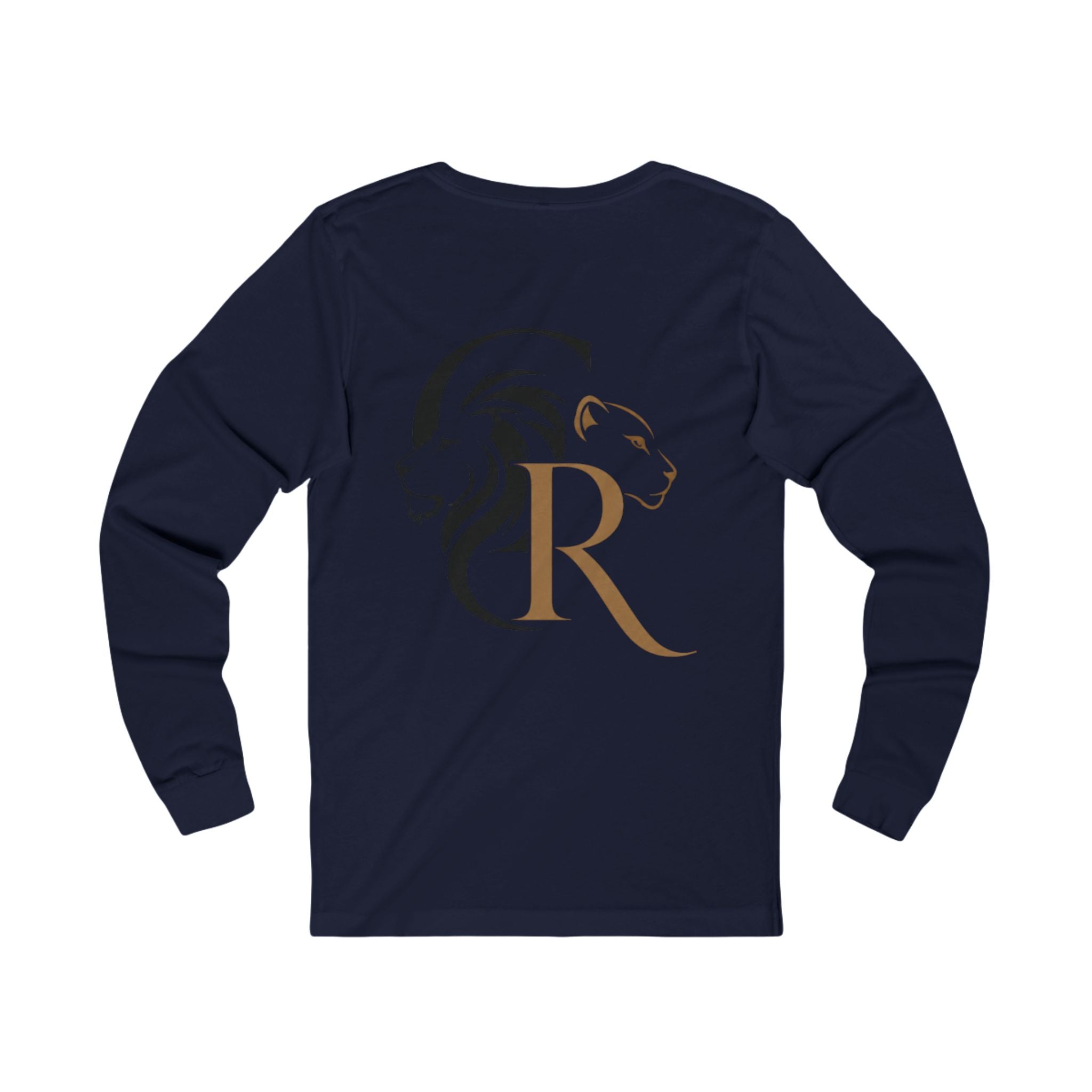 Long Sleeve Tee — Retro Cat with Glasses & Lion Crest Back