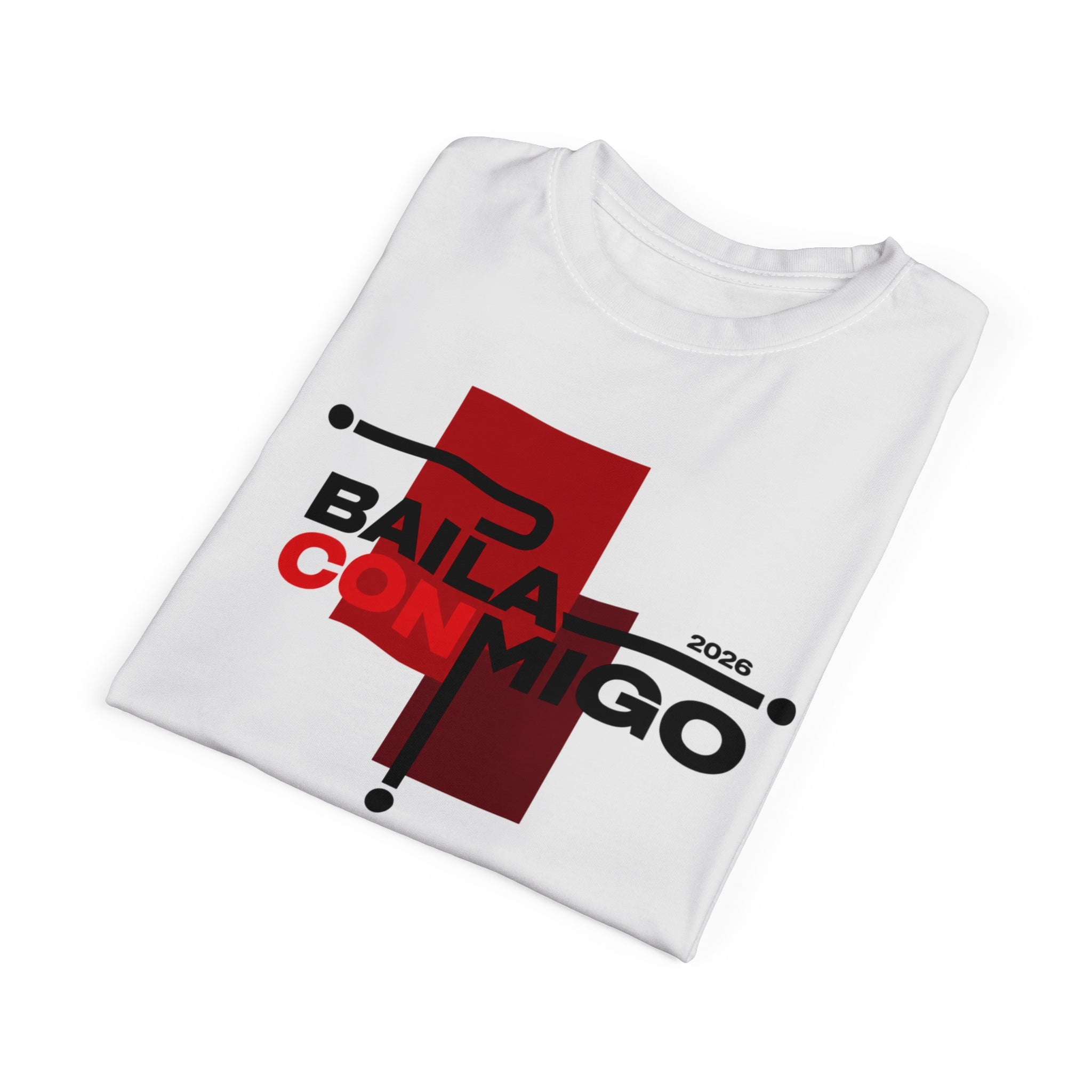 Baila Conmigo Graphic Tee — Bold Red Dance Logo T‑Shirt