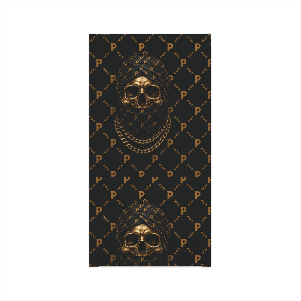 Skull Luxe Neck Gaiter — Gold Monogram Pirate Skull Face Mask
