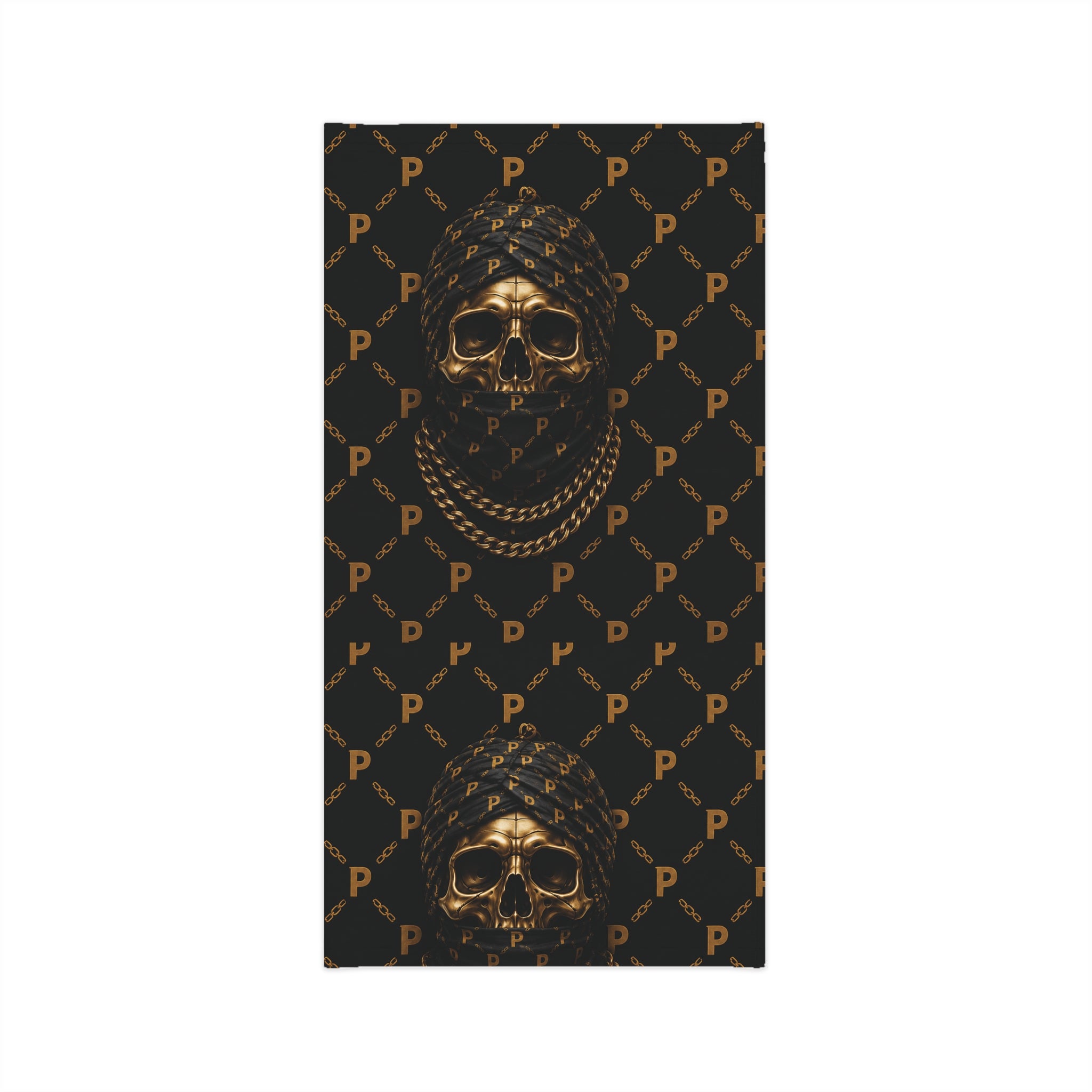 Skull Luxe Neck Gaiter — Gold Monogram Pirate Skull Face Mask