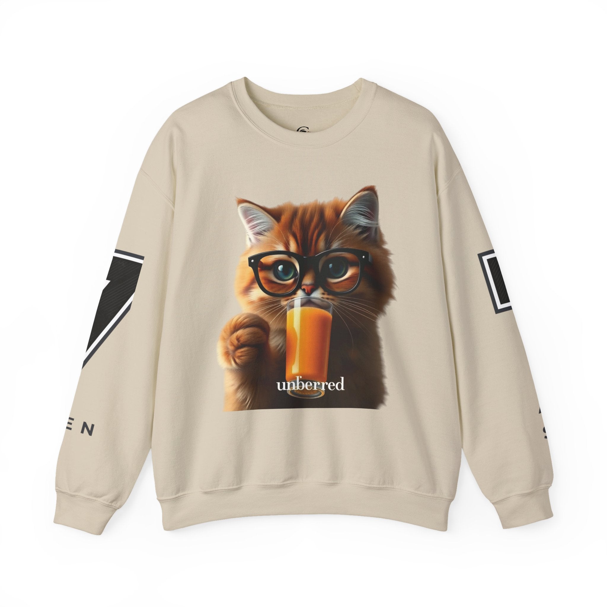 Cat With Juice Graphic Sweatshirt — 'Unbothered' Cozy Crewneck