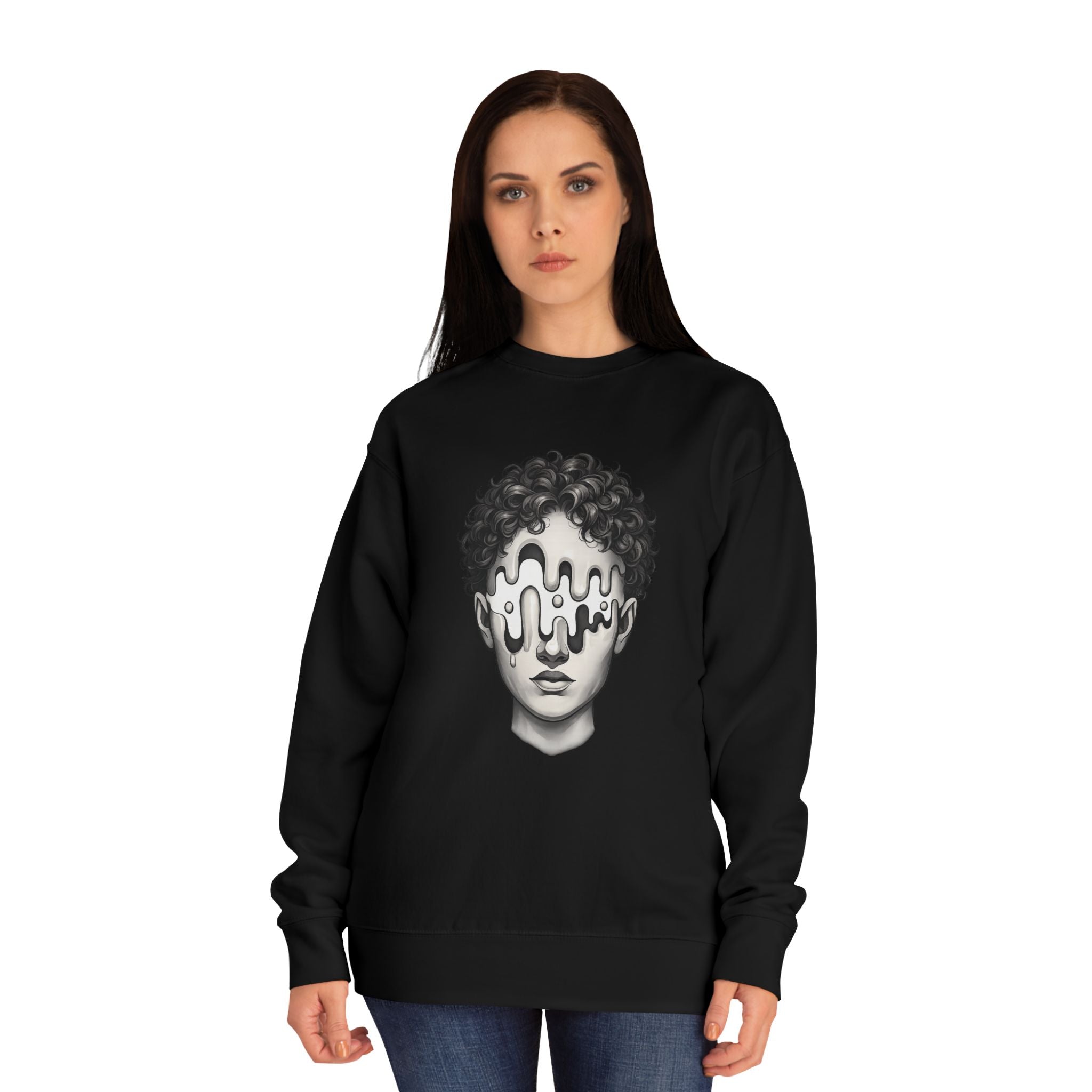 Strategist Crewneck Sweatshirt — Retro Classical Bust Graphic with 'The Strategist' Text