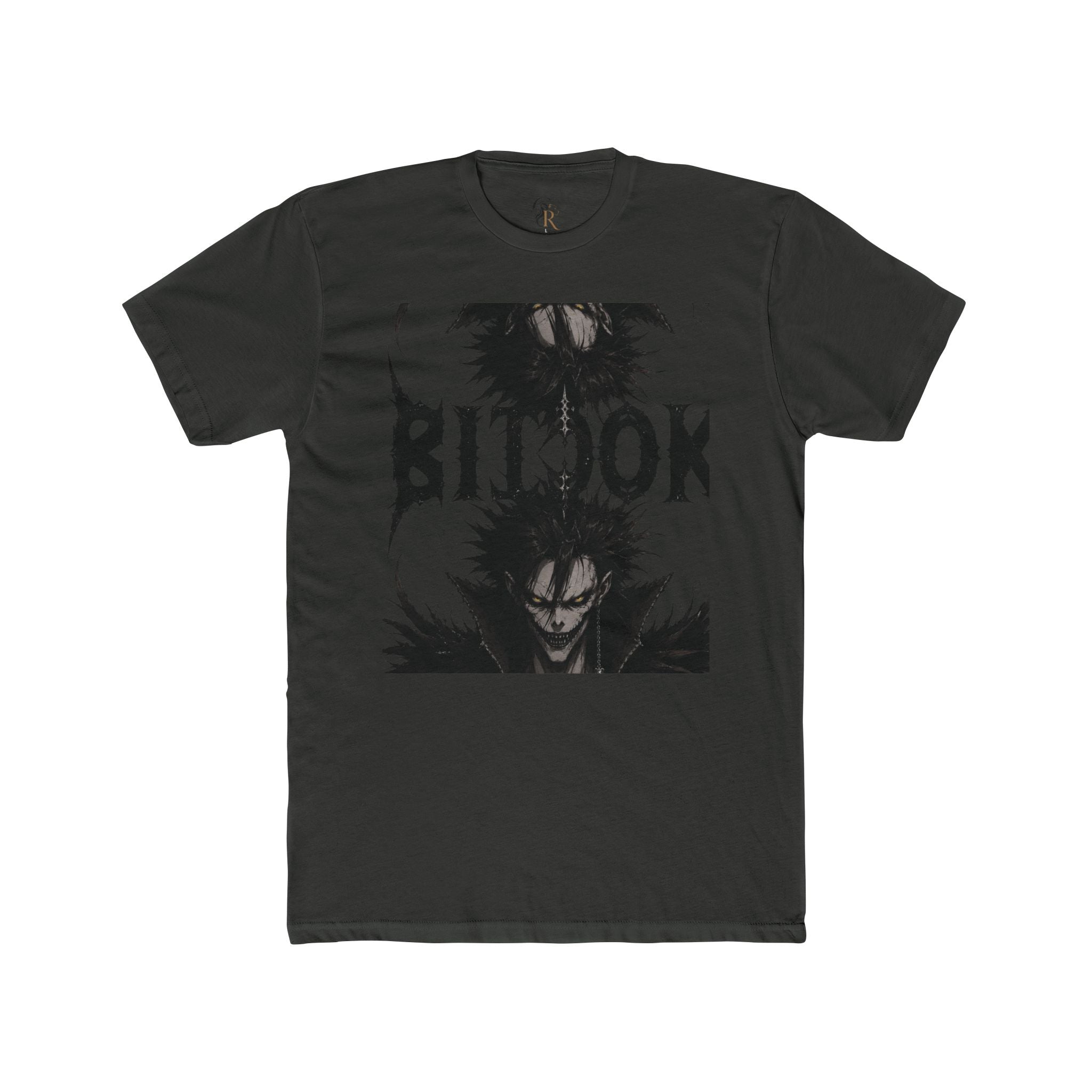 Anime Demon Portrait T‑Shirt — 'BILOOK' Black & White Graphic Tee