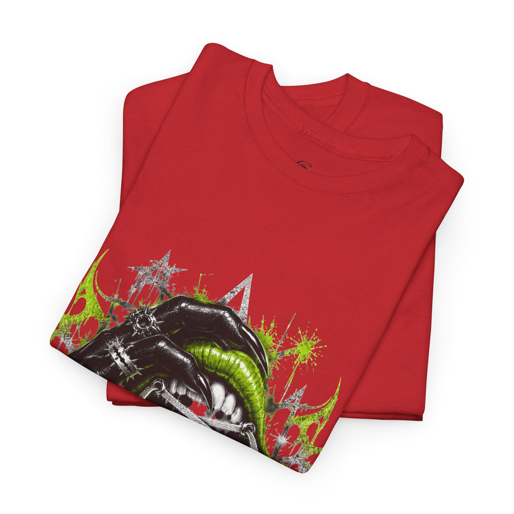 Juicy Graffiti Tee — Neon Green Street Art Graphic T-Shirt