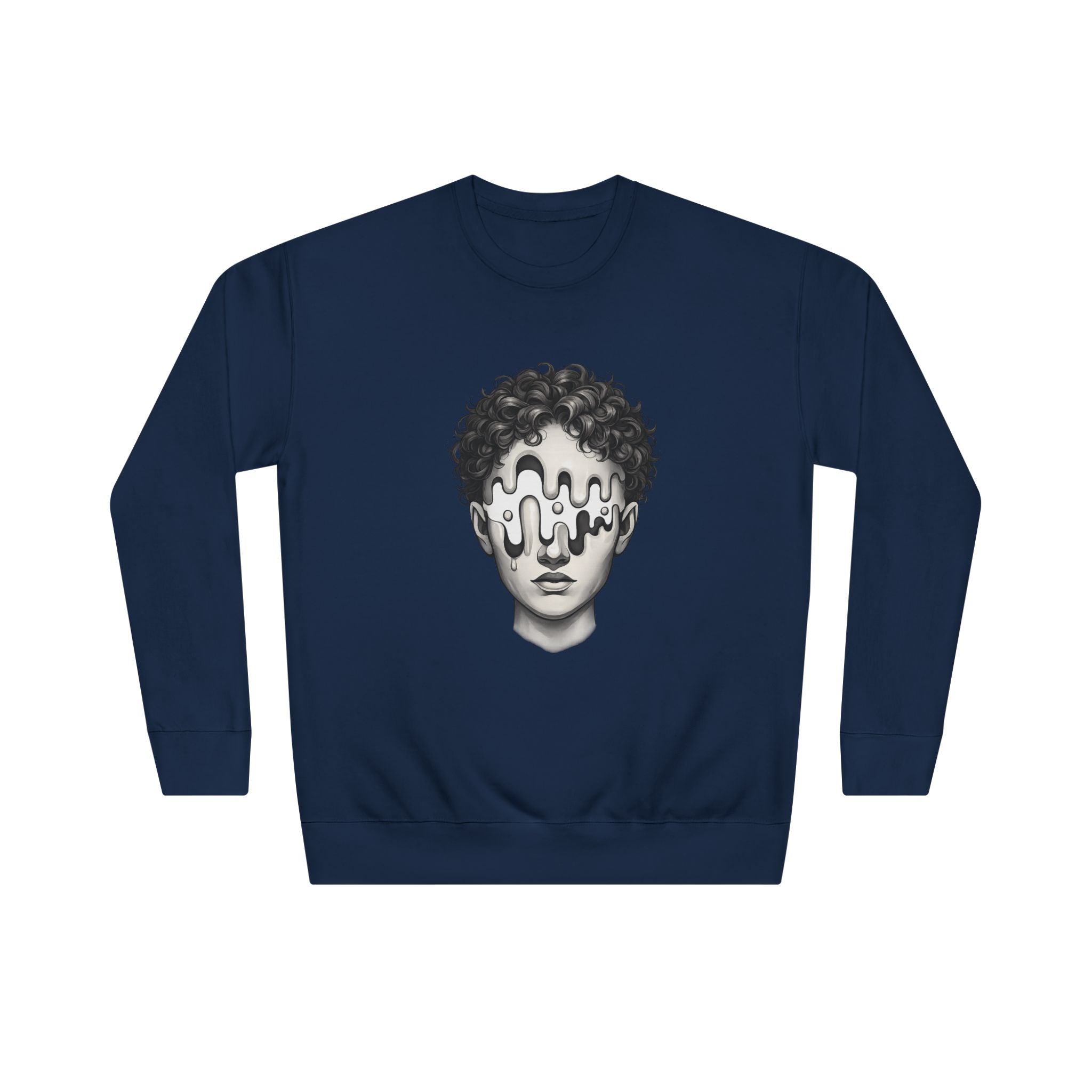 Strategist Crewneck Sweatshirt — Retro Classical Bust Graphic with 'The Strategist' Text
