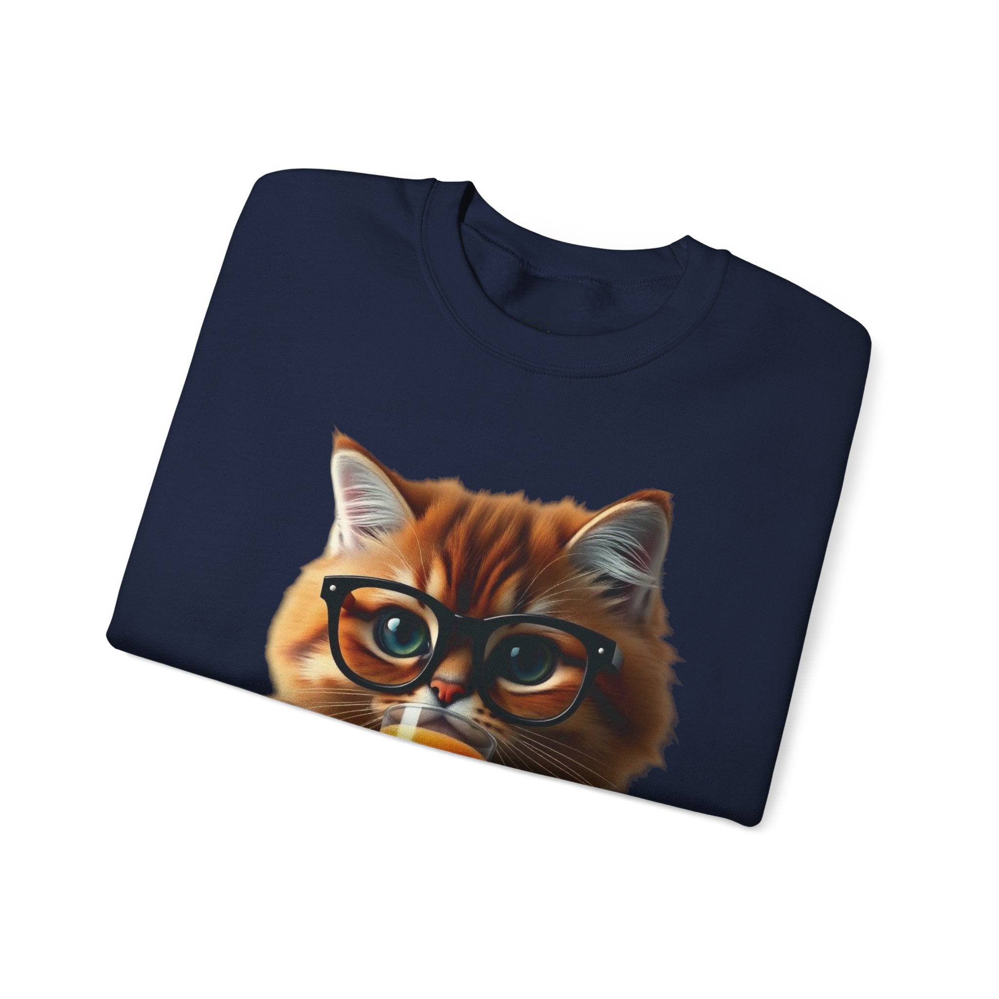 Cat With Juice Graphic Sweatshirt — 'Unbothered' Cozy Crewneck