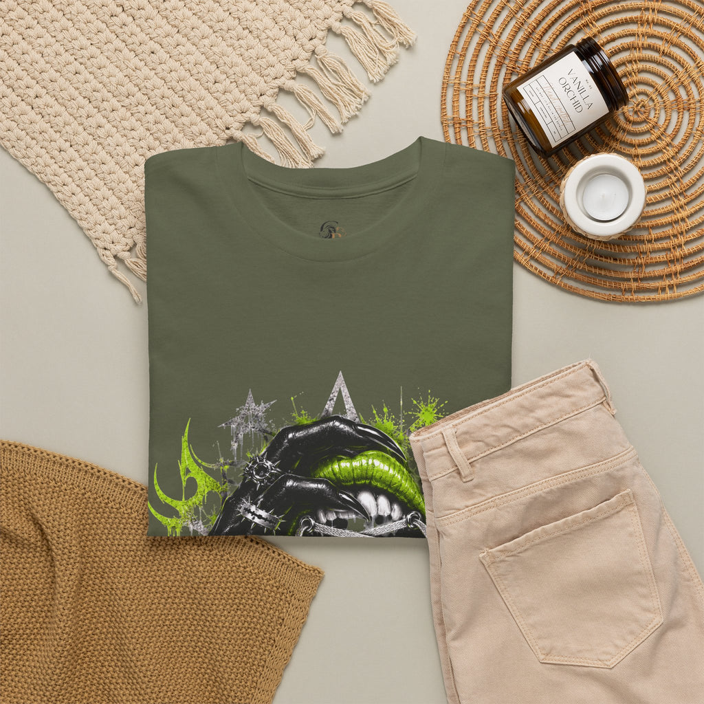 Juicy Graffiti Tee — Neon Green Street Art Graphic T-Shirt