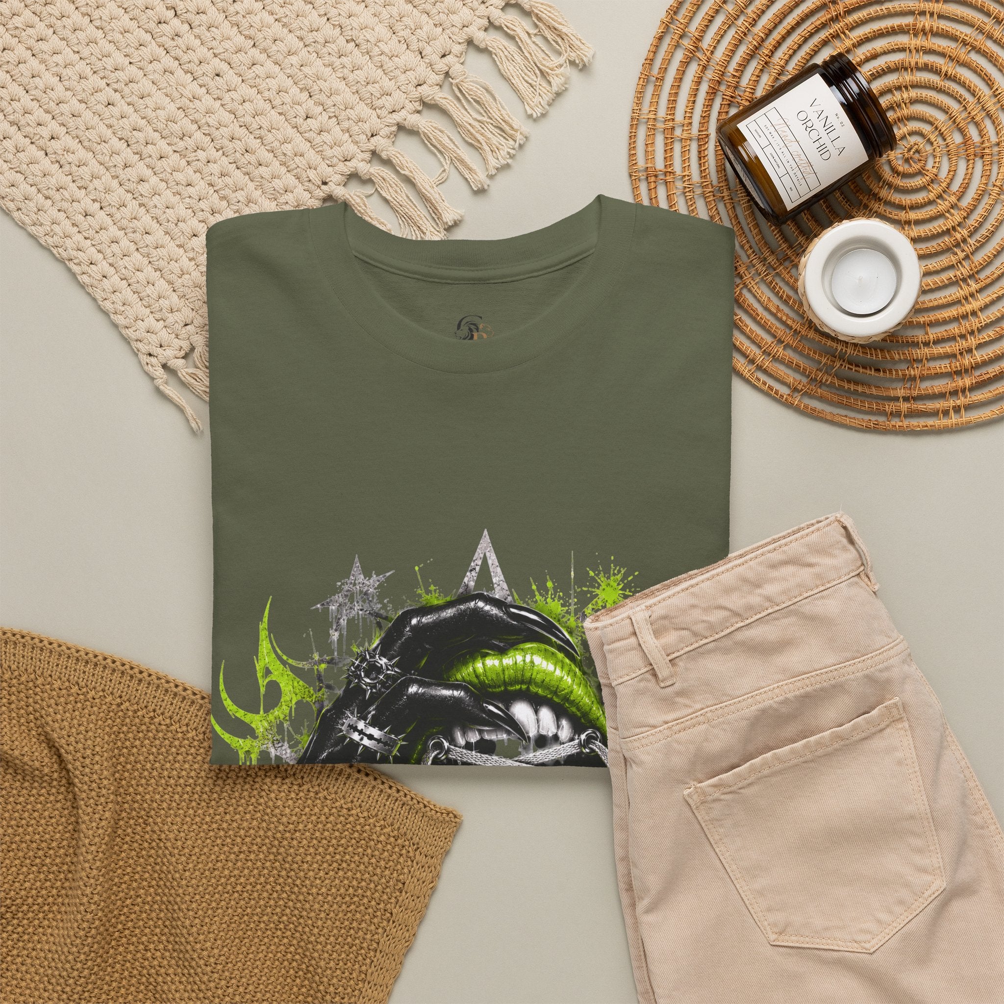 Juicy Graffiti Tee — Neon Green Street Art Graphic T-Shirt