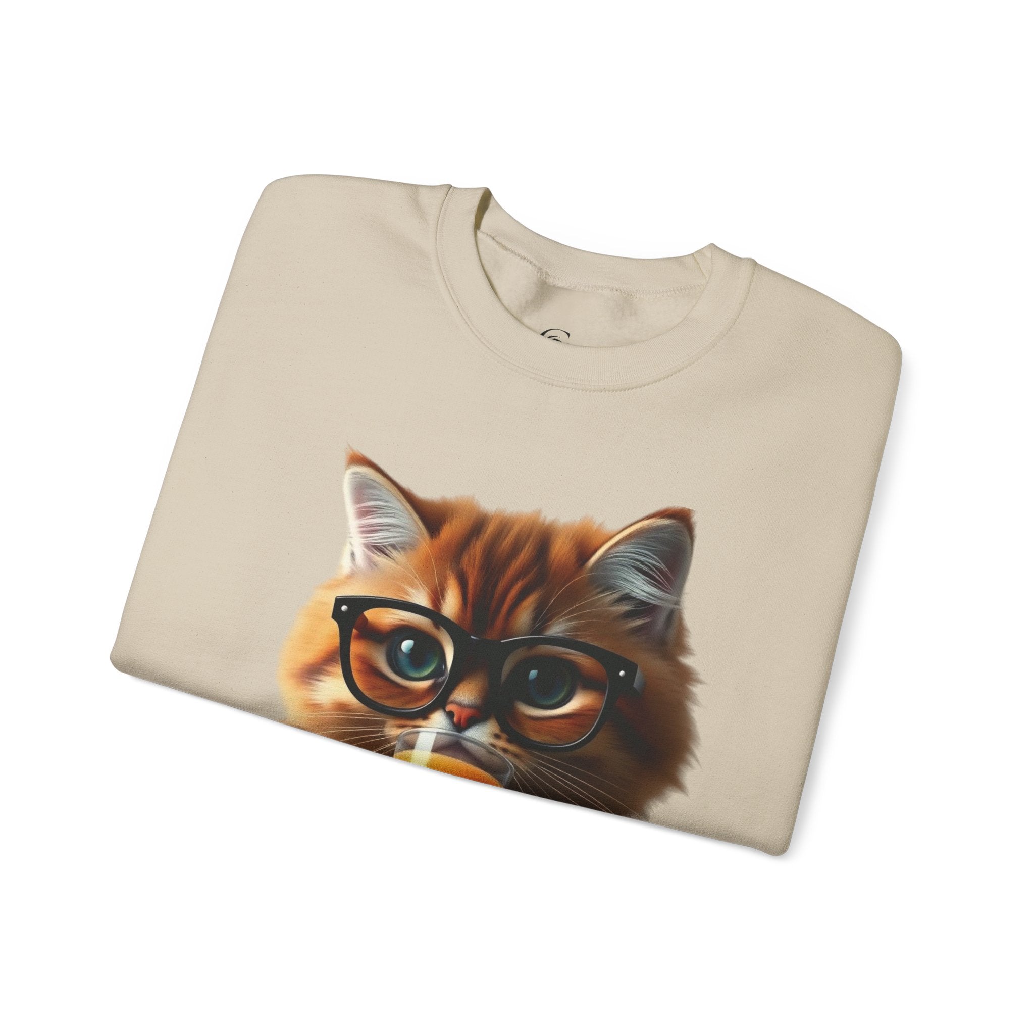Cat With Juice Graphic Sweatshirt — 'Unbothered' Cozy Crewneck
