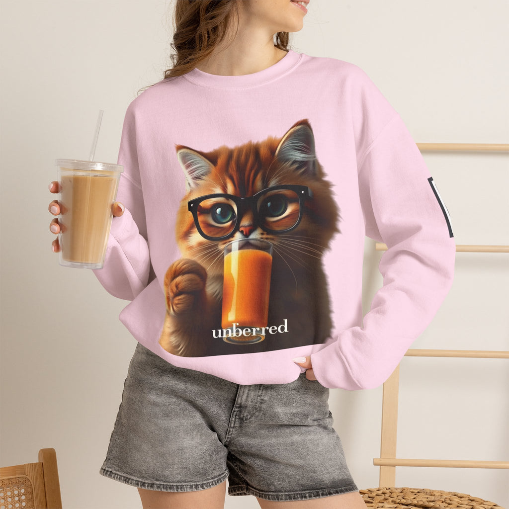Cat With Juice Graphic Sweatshirt — 'Unbothered' Cozy Crewneck