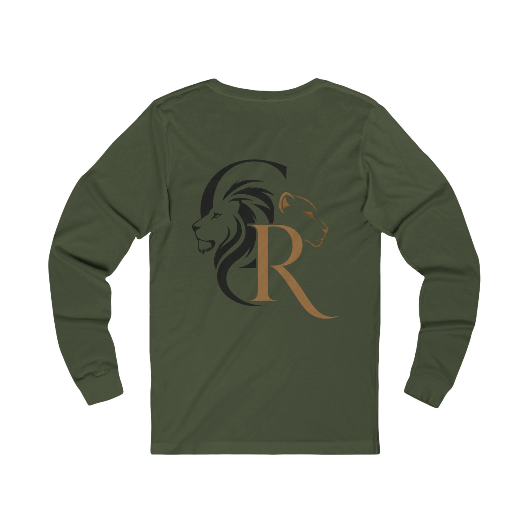 Long Sleeve Tee — Retro Cat with Glasses & Lion Crest Back