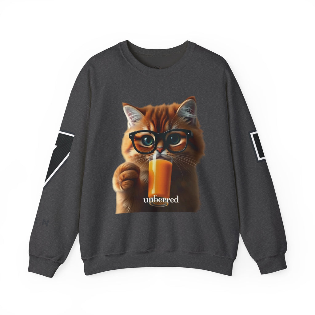 Cat With Juice Graphic Sweatshirt — 'Unbothered' Cozy Crewneck