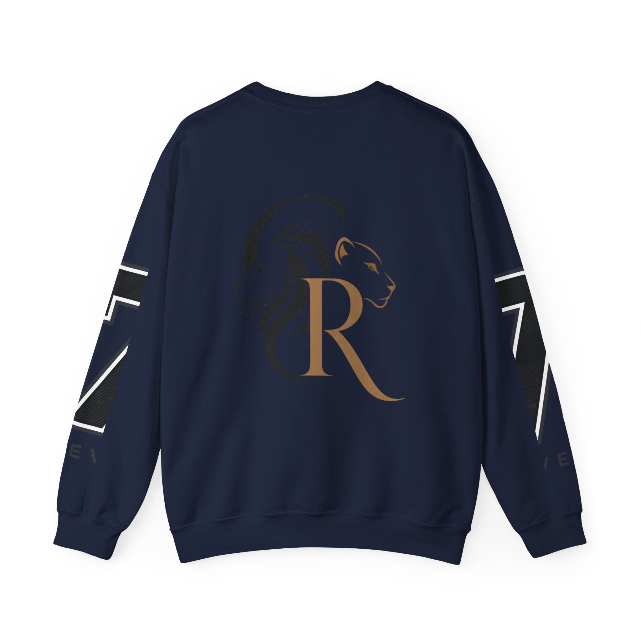 Cat Graphic Sweatshirt — Cute Orange Kitty with 'LA! LA!' Speech Bubble & Lion Crest Back