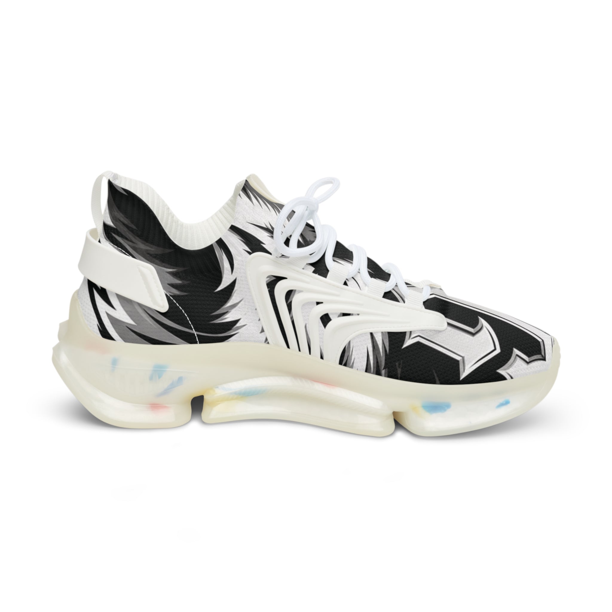Men's Mesh Sneakers — Black Ikat Graphic Athletic Shoes