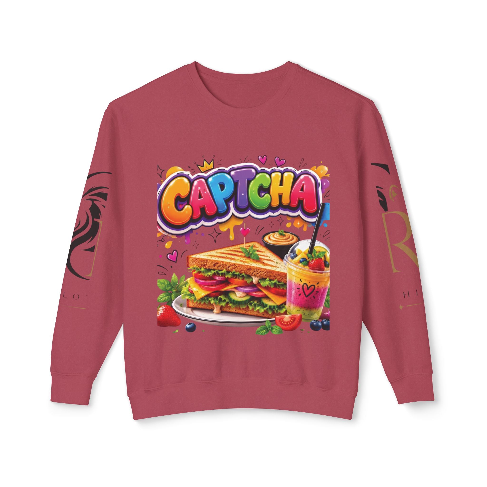 CapTCHA Sandwich Crewneck Sweatshirt — Colorful Food Graphic Pullover