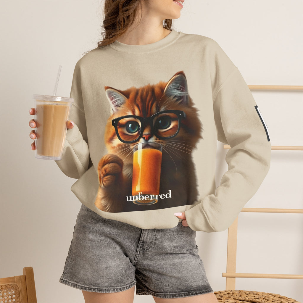 Cat With Juice Graphic Sweatshirt — 'Unbothered' Cozy Crewneck
