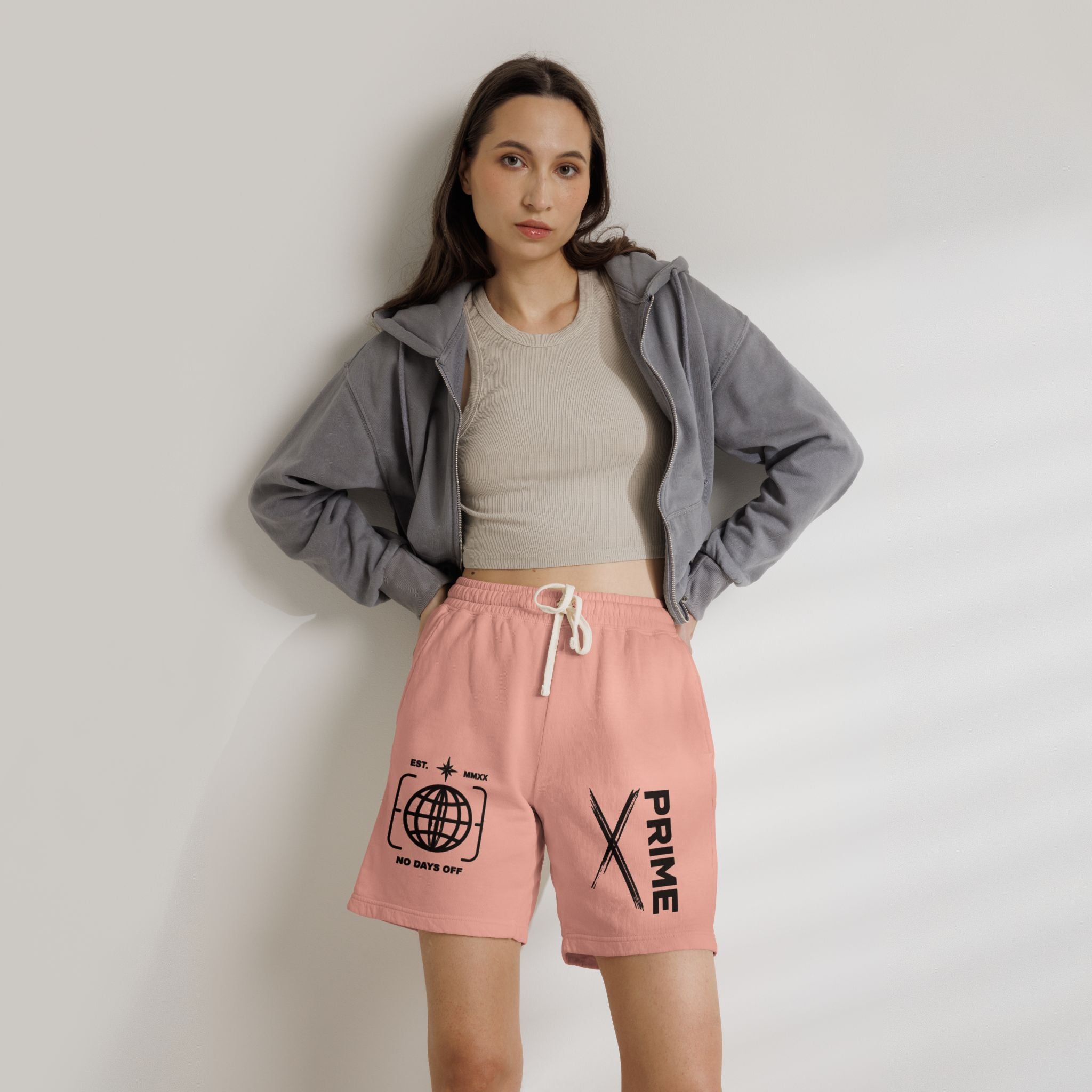 Sweat Shorts — 'Prime' Graphic Fleece Lounge Shorts