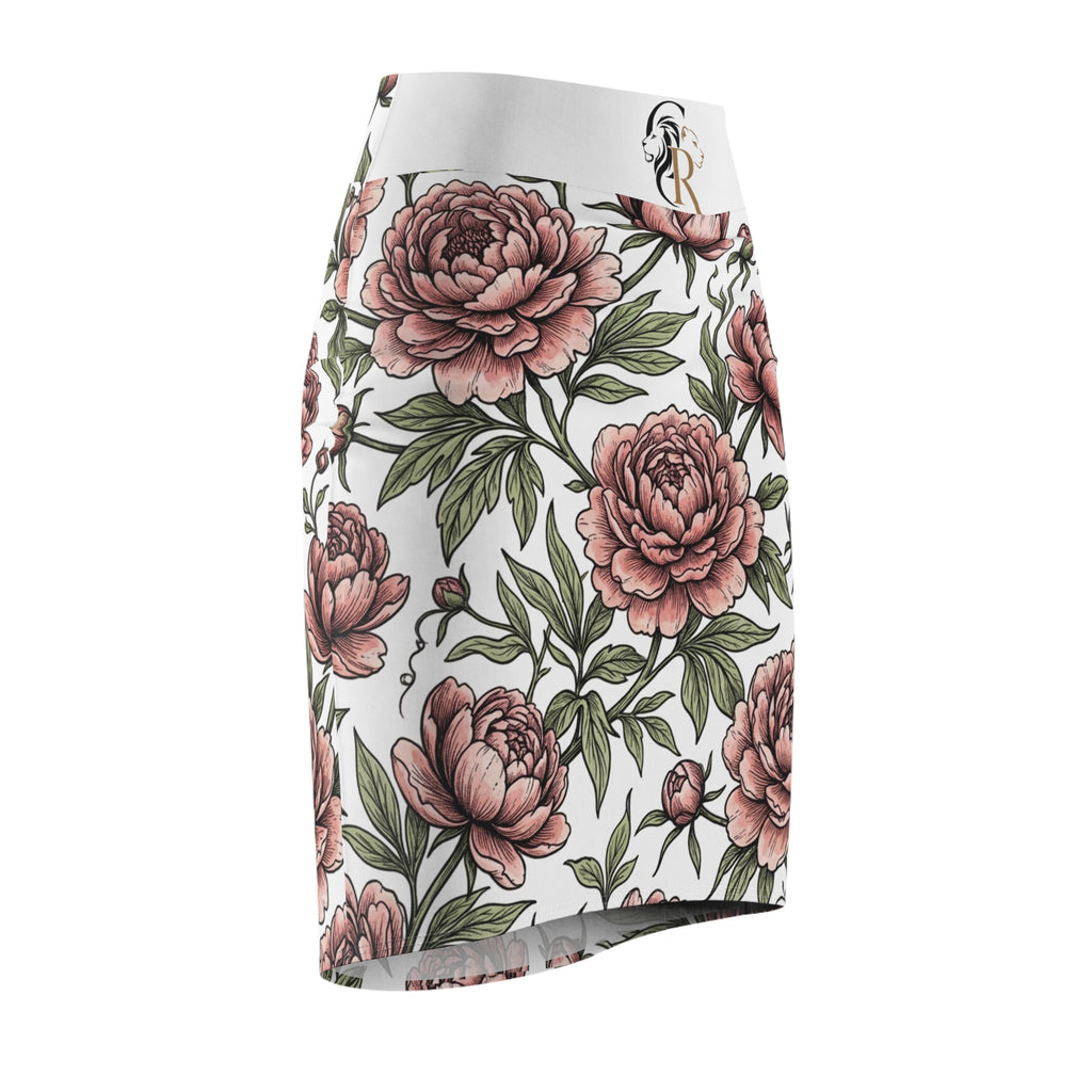 Floral Peony Pencil Skirt — Vintage Pink Garden Print