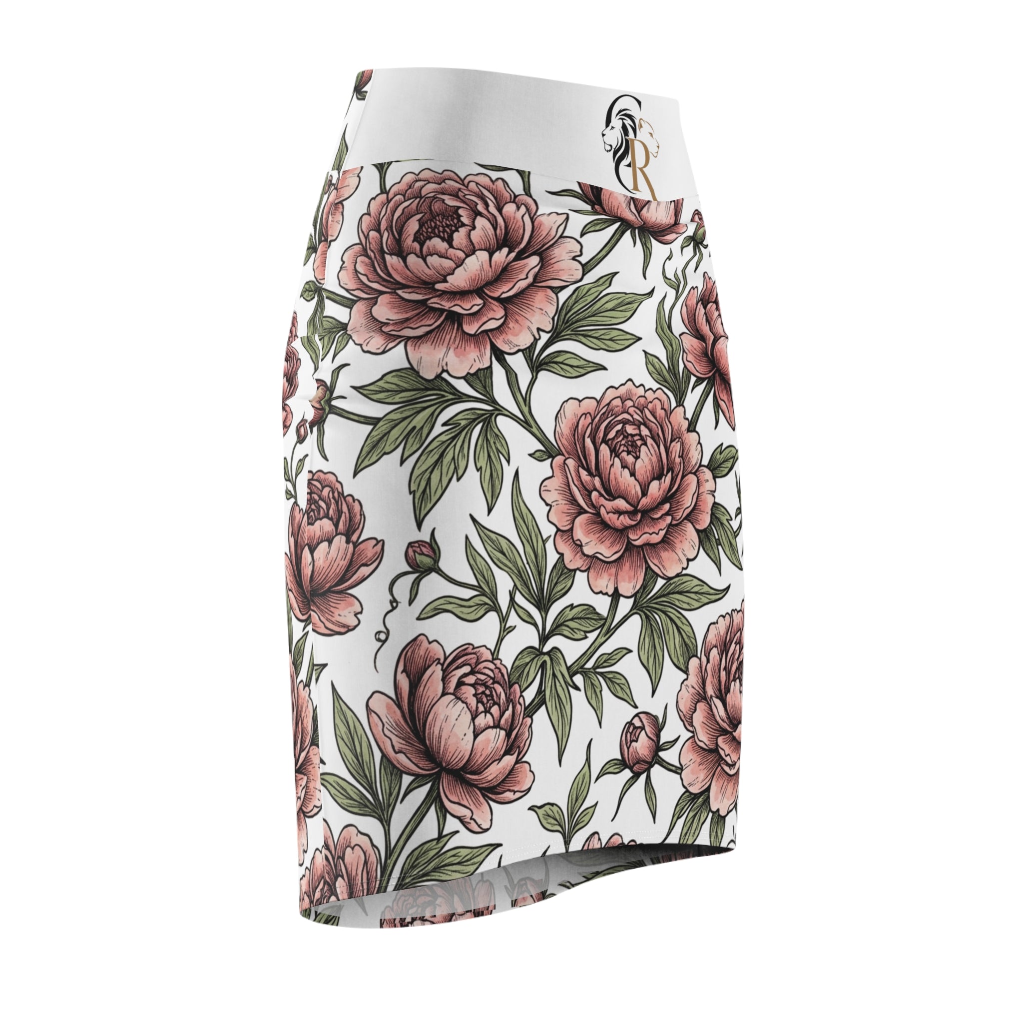 Floral Peony Pencil Skirt — Vintage Pink Garden Print