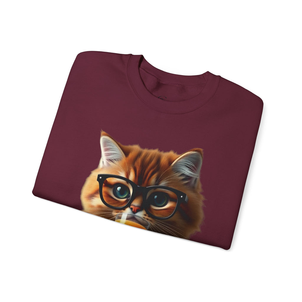 Cat With Juice Graphic Sweatshirt — 'Unbothered' Cozy Crewneck