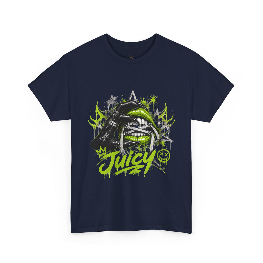 Juicy Graffiti Tee — Neon Green Street Art Graphic T-Shirt