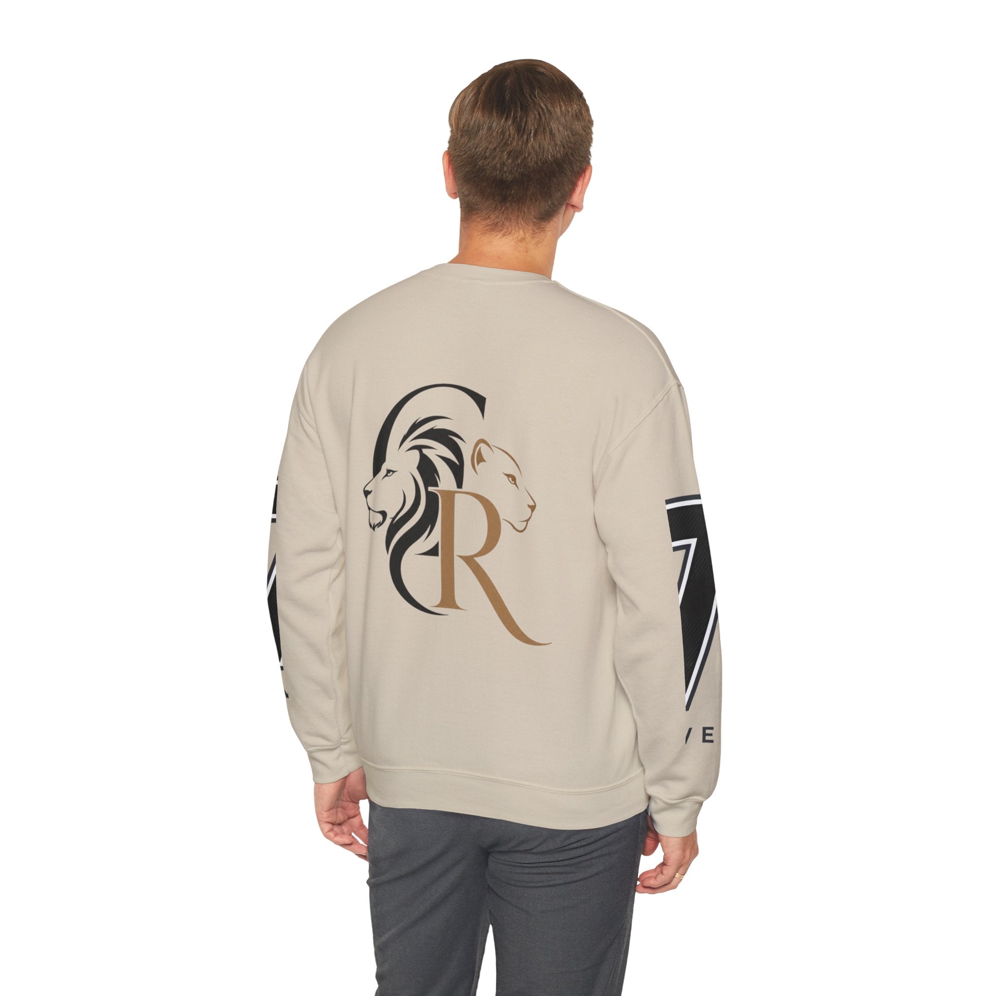 Cat Graphic Sweatshirt — Cute Orange Kitty with 'LA! LA!' Speech Bubble & Lion Crest Back