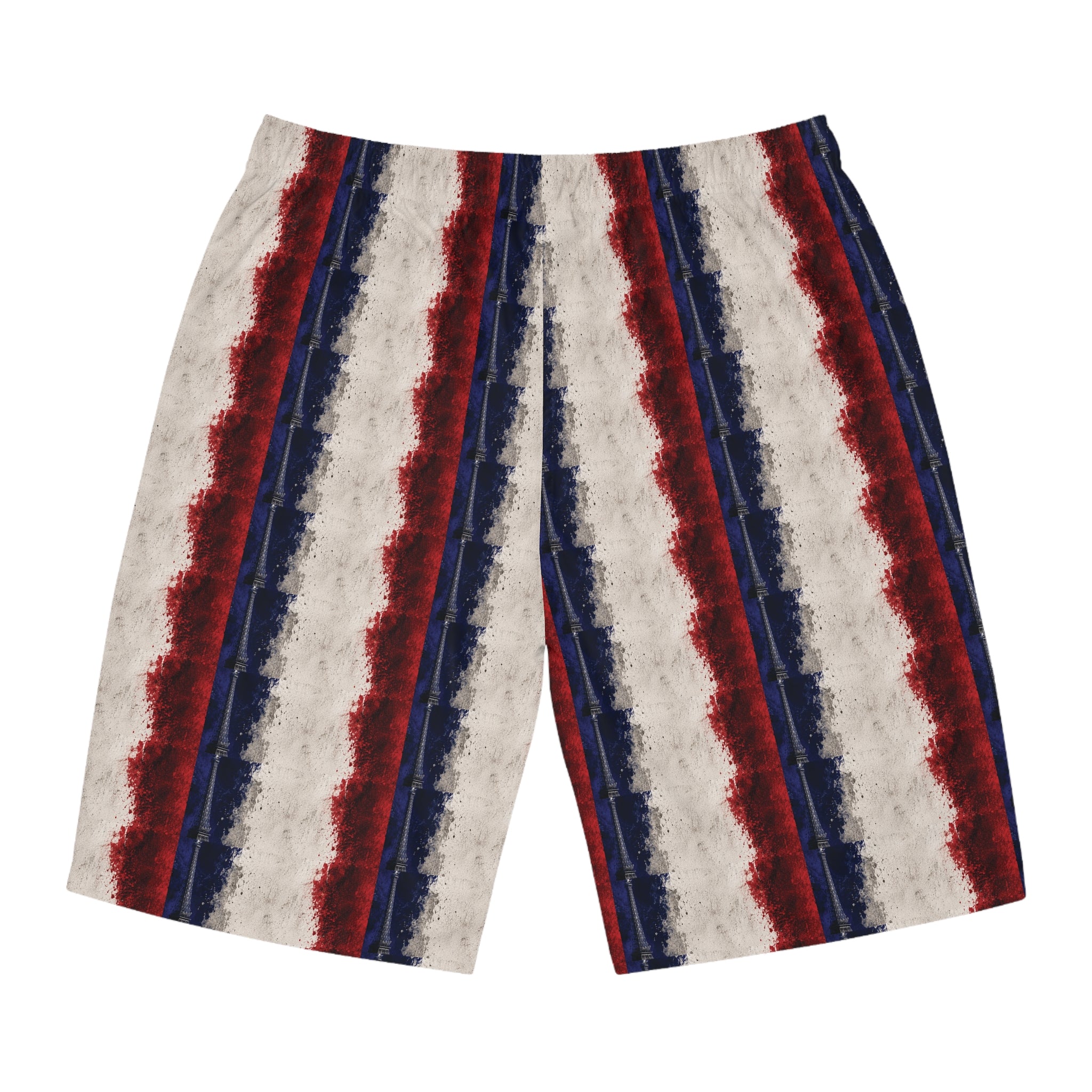 Patriotic Red White Blue Board Shorts with Golden Dove Accent