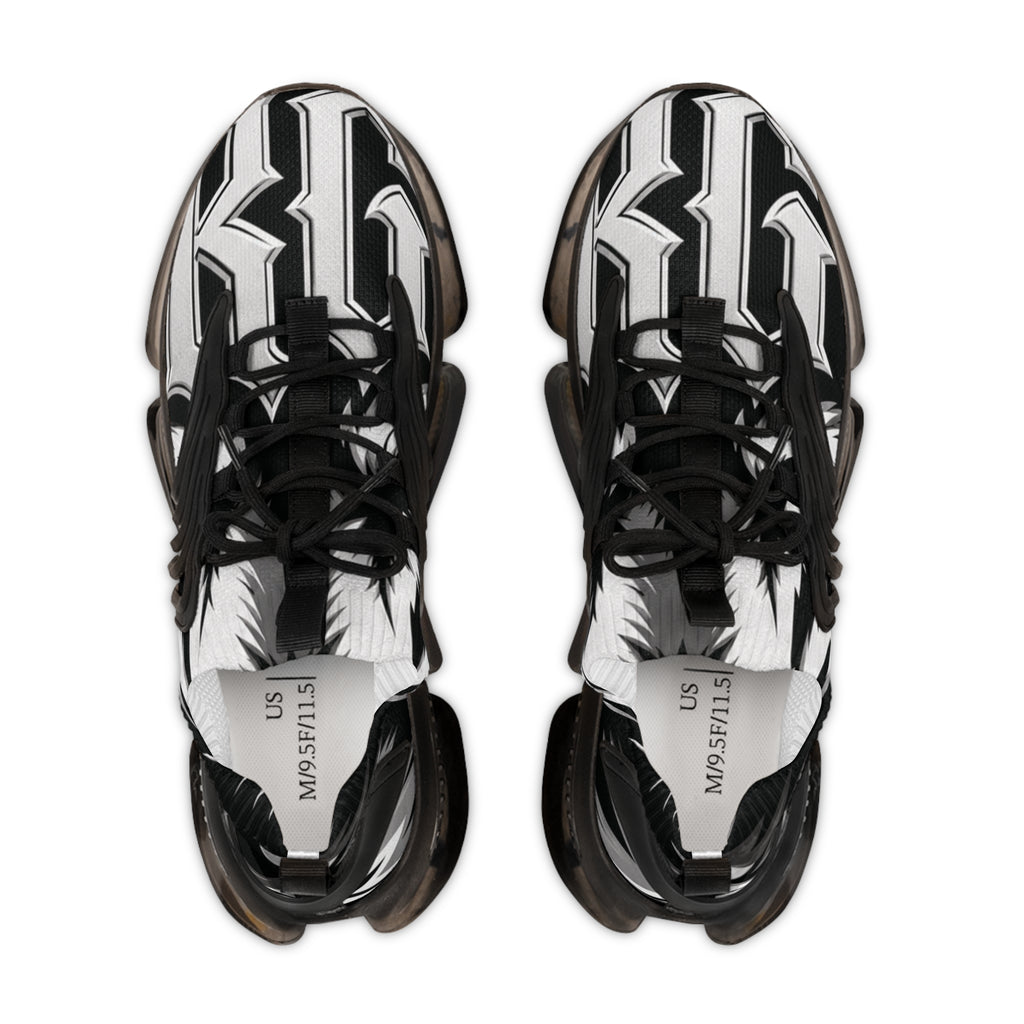 Men's Mesh Sneakers — Black Ikat Graphic Athletic Shoes