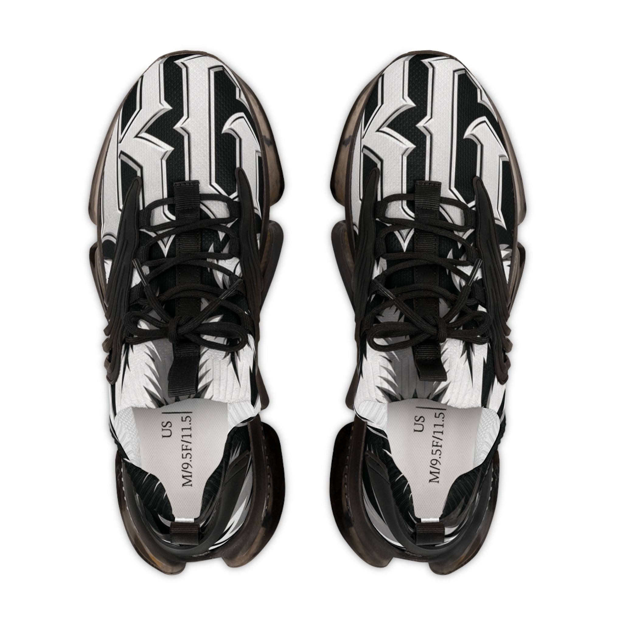 Men's Mesh Sneakers — Black Ikat Graphic Athletic Shoes
