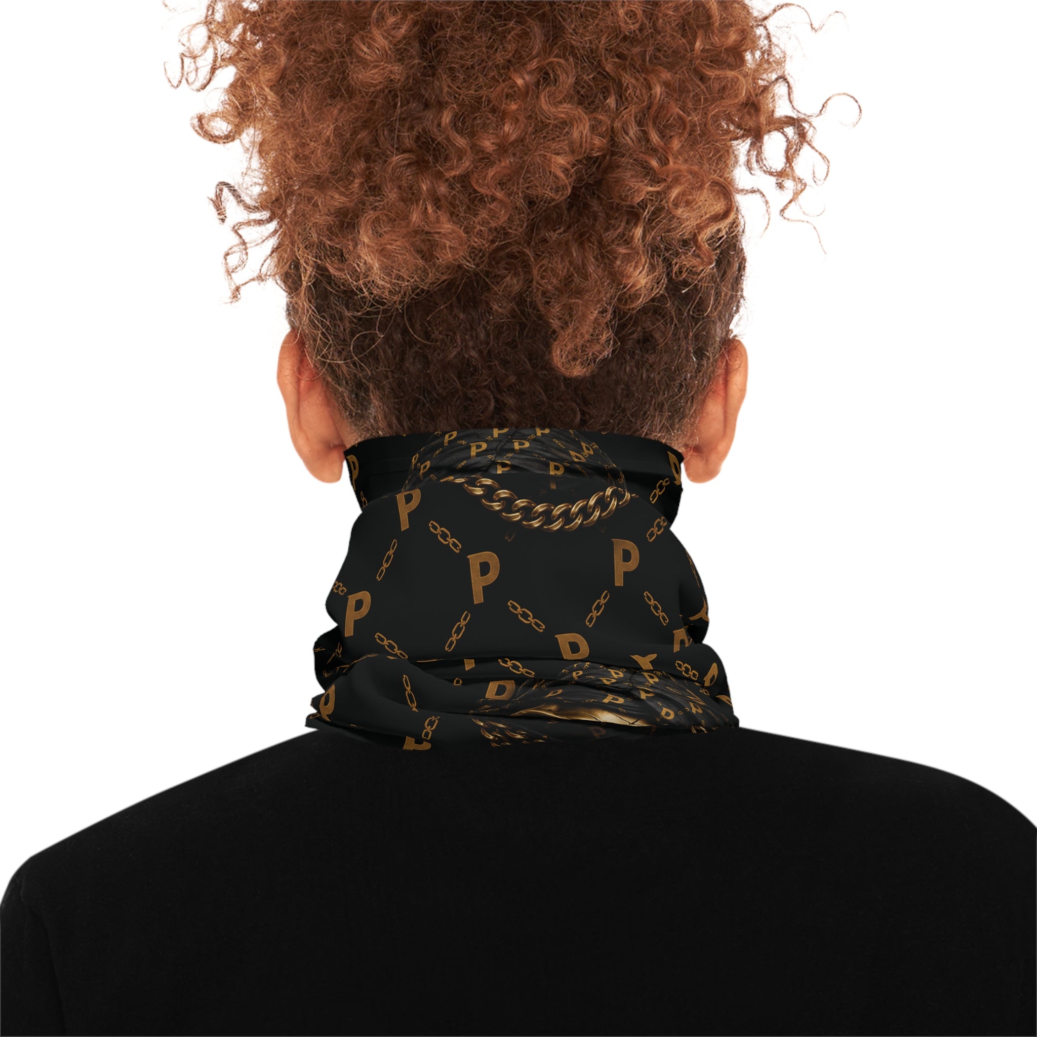 Skull Luxe Neck Gaiter — Gold Monogram Pirate Skull Face Mask